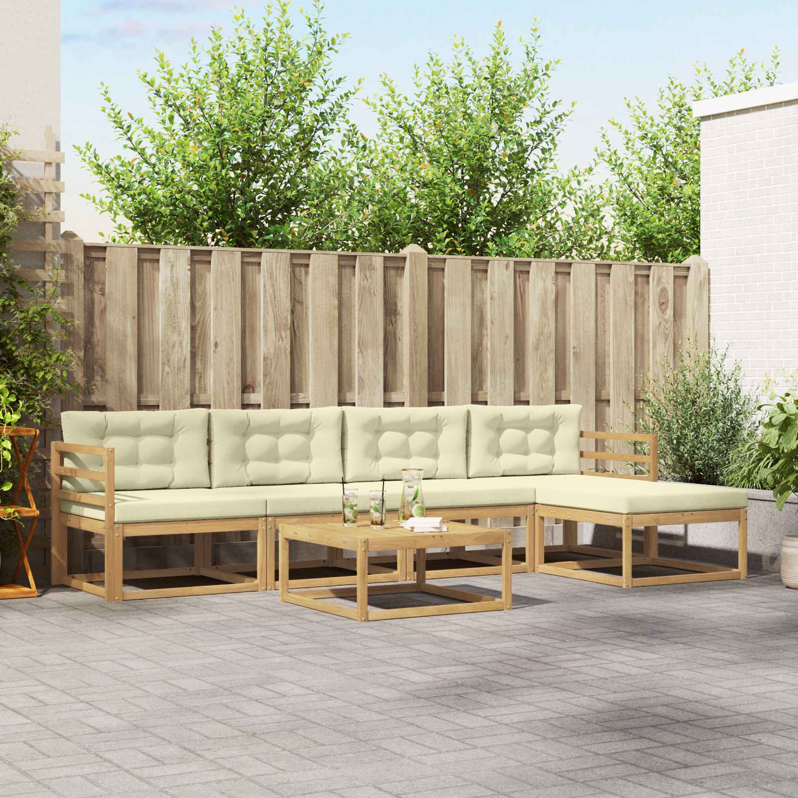 Buiten bankenset 6 pcs Wit en crèmekleurig 79 x 79 x 37 cm is nu te koop bij PeponiXL, paradijselijk wonen!