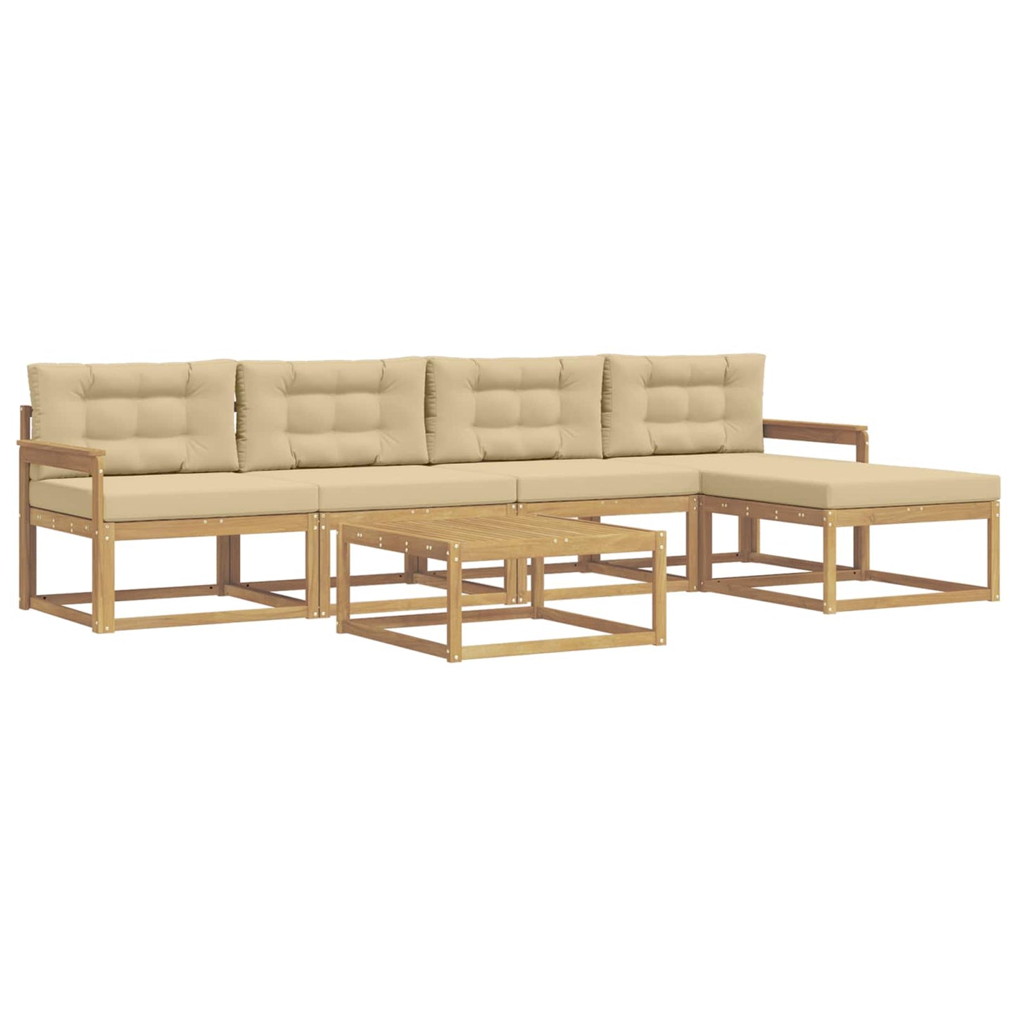 Buiten bankenset 6 pcs Wit en Beige 79 x 79 x 37 cm Polyester is nu te koop bij PeponiXL, paradijselijk wonen!