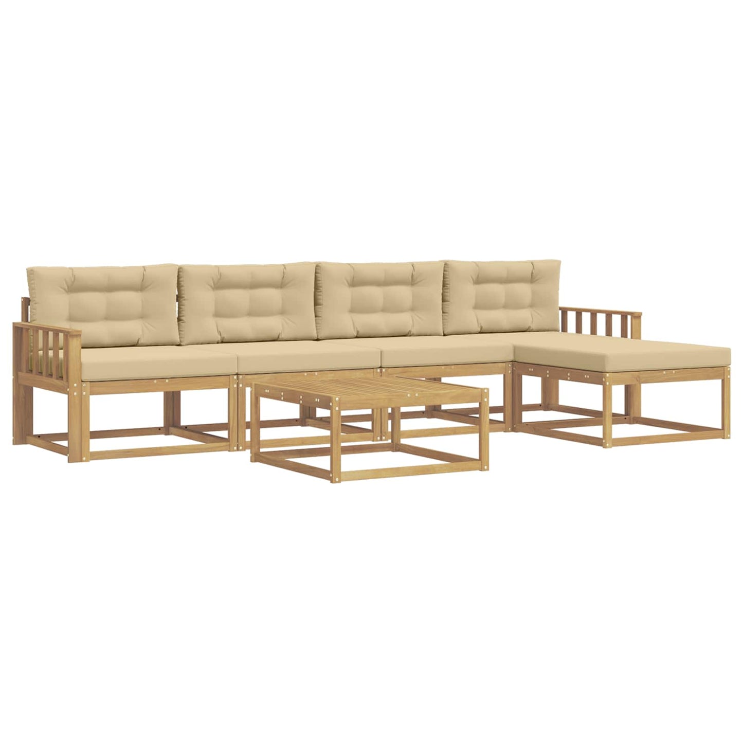 Buiten bankenset 6 pcs Wit en Beige 79 x 79 x 37 cm Polyester is nu te koop bij PeponiXL, paradijselijk wonen!