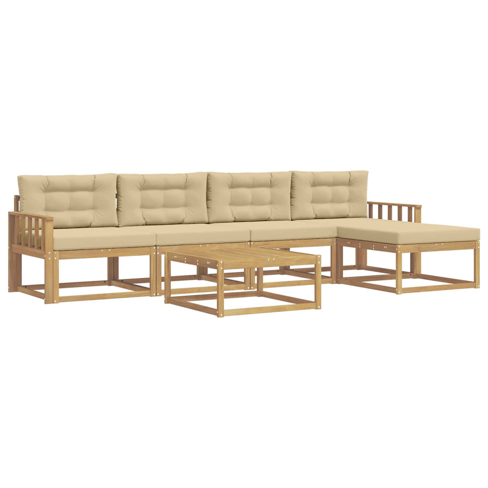 Buiten bankenset 6 pcs Wit en Beige 79 x 79 x 37 cm Polyester is nu te koop bij PeponiXL, paradijselijk wonen!