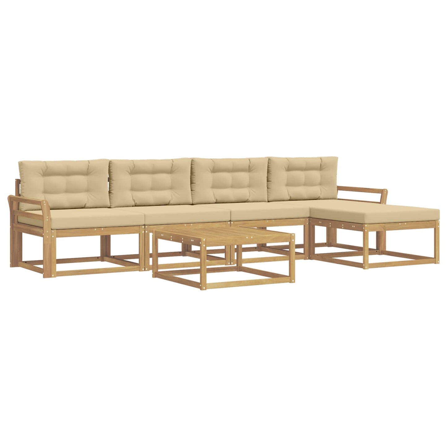 Buiten bankenset 6 pcs Wit en Beige 79 x 79 x 37 cm Polyester is nu te koop bij PeponiXL, paradijselijk wonen!