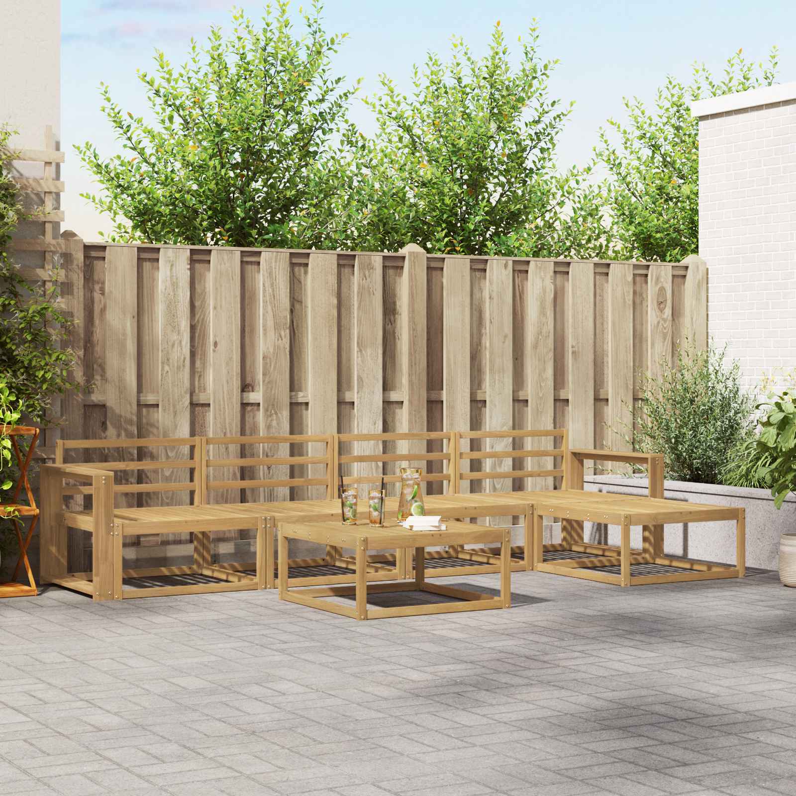 Buiten bankenset 6 pcs Wit 79 x 79 x 37 cm Massief Acaciahout is nu te koop bij PeponiXL, paradijselijk wonen!