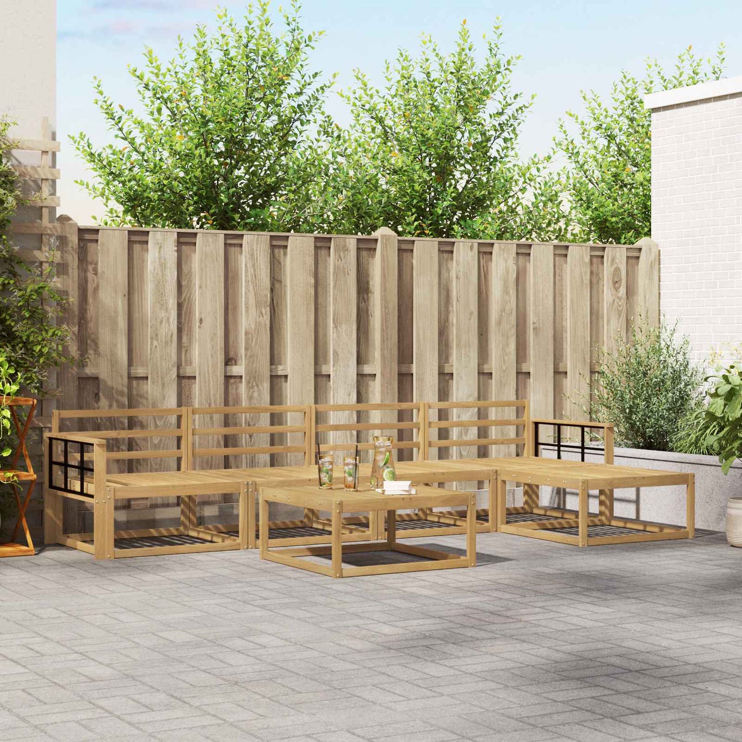 Buiten bankenset 6 pcs Wit 79 x 79 x 37 cm Massief Acaciahout is nu te koop bij PeponiXL, paradijselijk wonen!