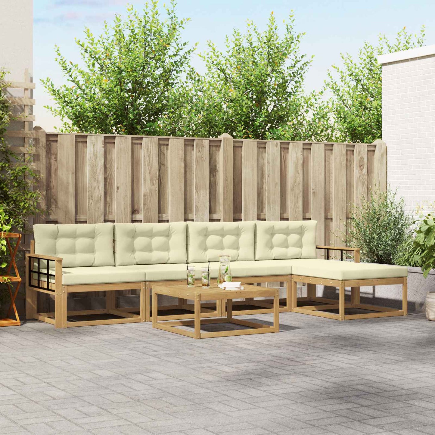 Buiten bankenset 6 pcs Wit en crèmekleurig 79 x 79 x 37 cm is nu te koop bij PeponiXL, paradijselijk wonen!