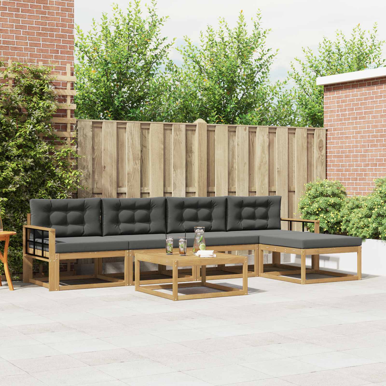 Buiten bankenset 6 pcs Wit en antracietkleurig 79 x 79 x 37 cm is nu te koop bij PeponiXL, paradijselijk wonen!