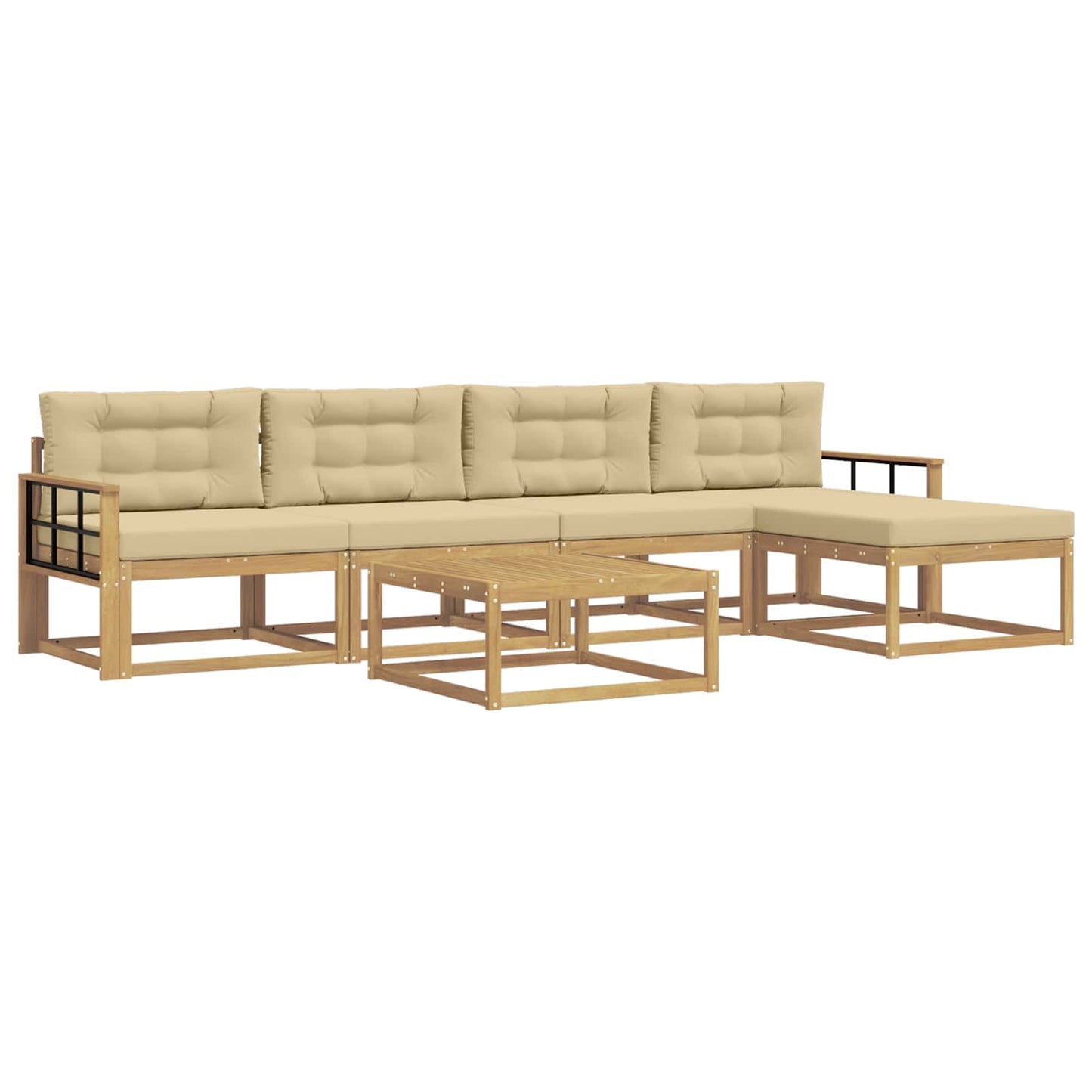 Buiten bankenset 6 pcs Wit en Beige 79 x 79 x 37 cm Polyester is nu te koop bij PeponiXL, paradijselijk wonen!