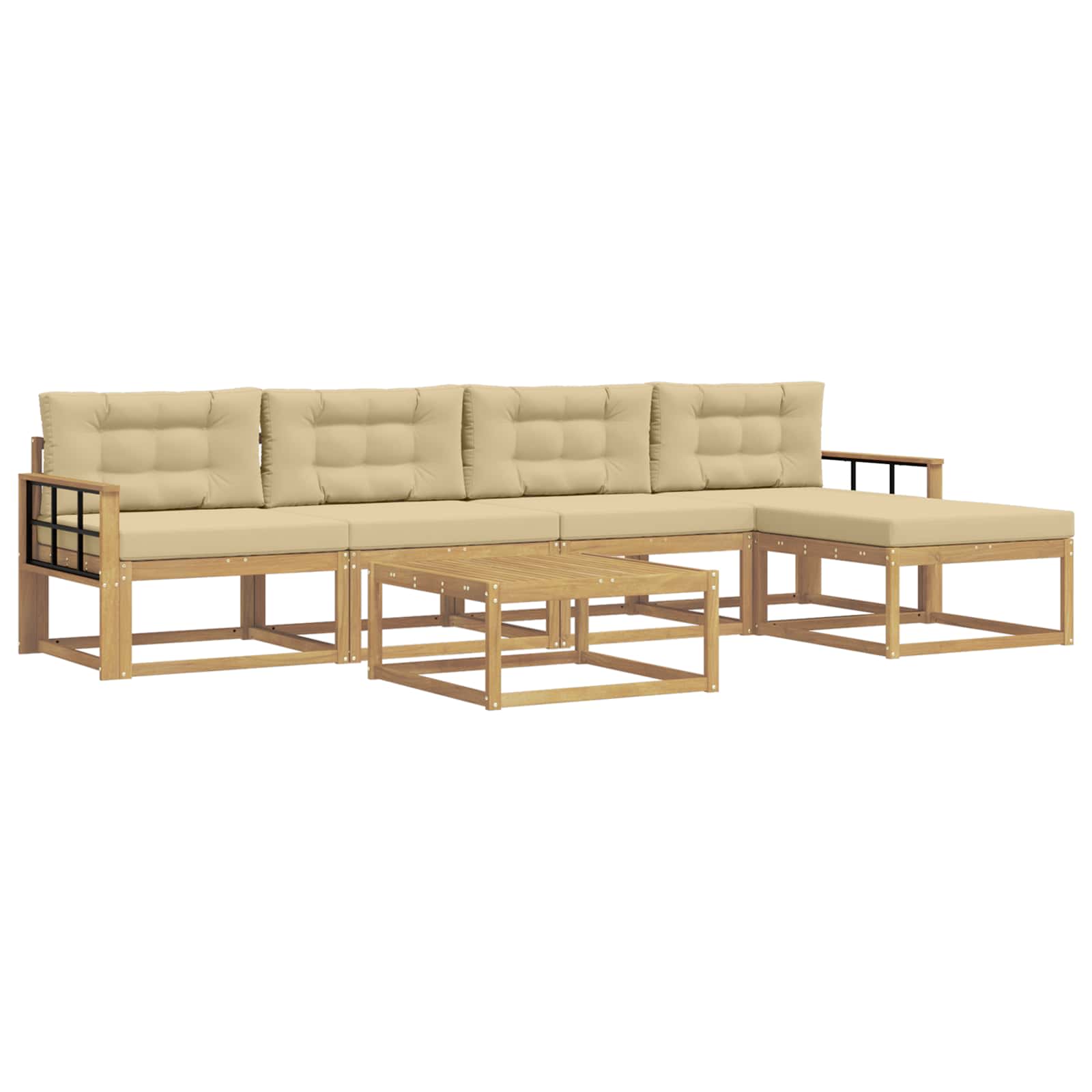 Buiten bankenset 6 pcs Wit en Beige 79 x 79 x 37 cm Polyester is nu te koop bij PeponiXL, paradijselijk wonen!