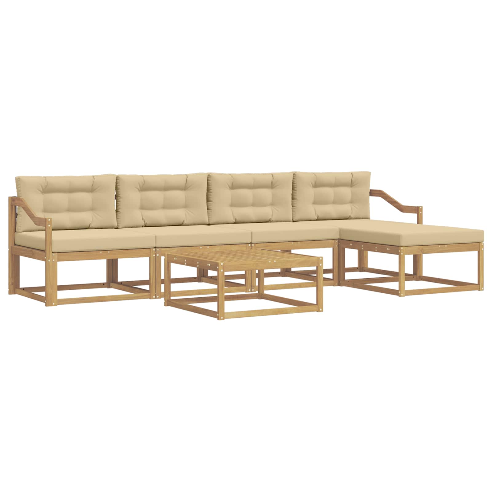 Buiten bankenset 6 pcs Wit en Beige 79 x 79 x 37 cm Polyester is nu te koop bij PeponiXL, paradijselijk wonen!