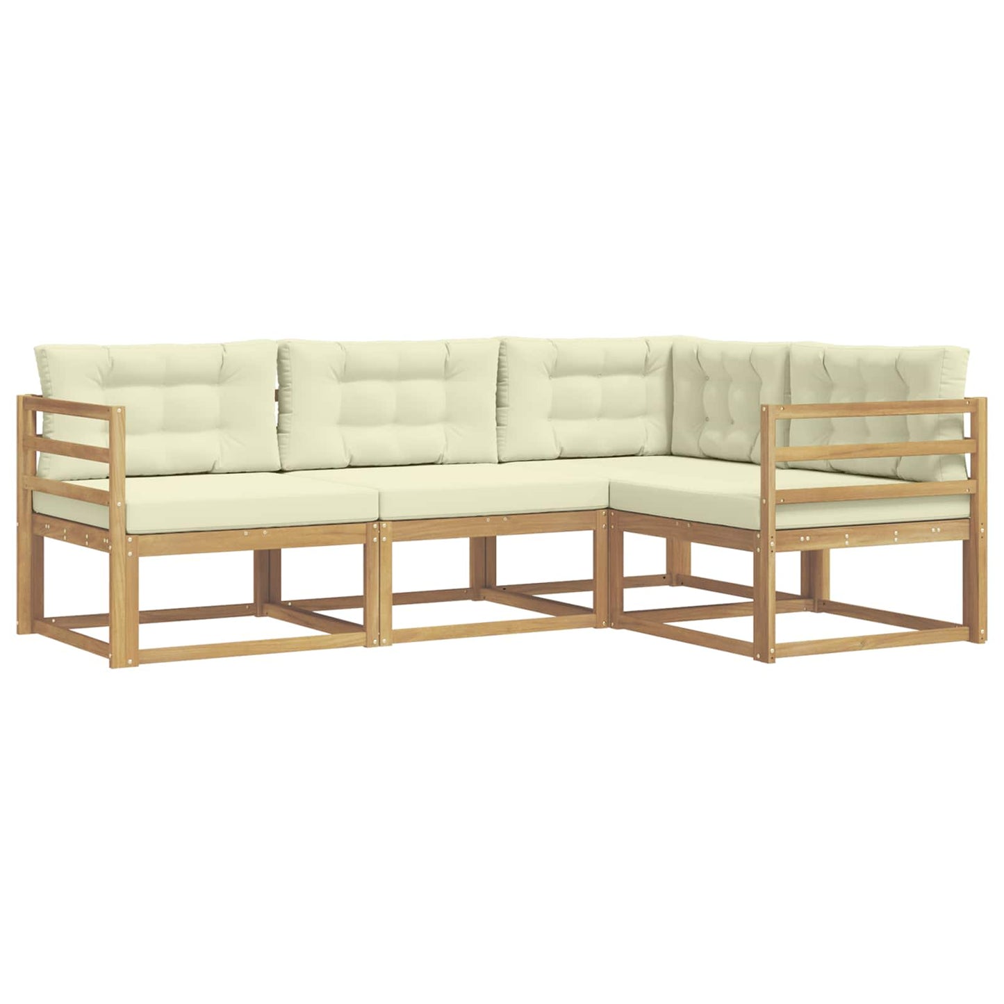 Buiten bankenset met kussen 3 pcs Wit en crèmekleurig Polyester is nu te koop bij PeponiXL, paradijselijk wonen!