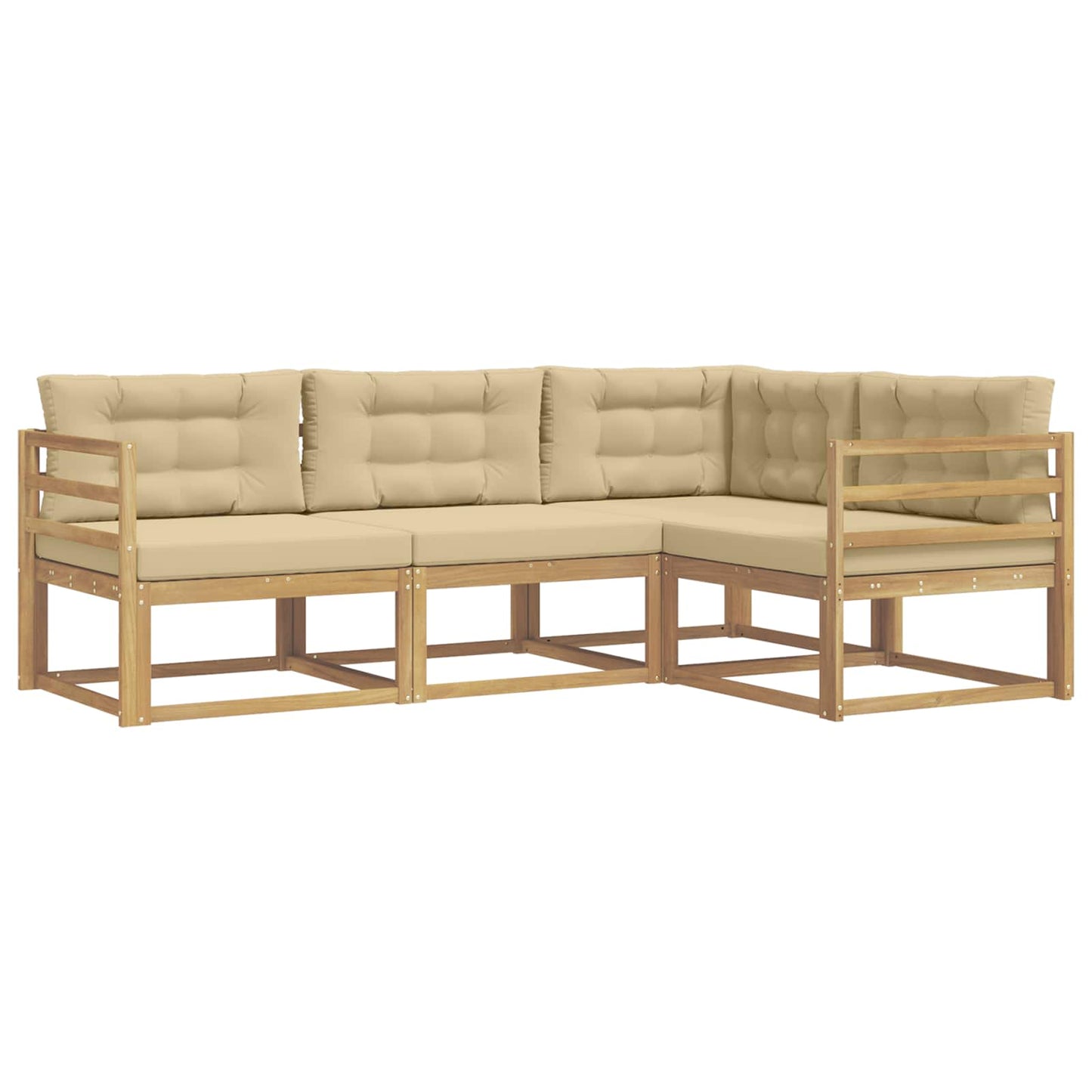 Buiten bankenset met kussen 3 pcs Wit en Beige Polyester is nu te koop bij PeponiXL, paradijselijk wonen!