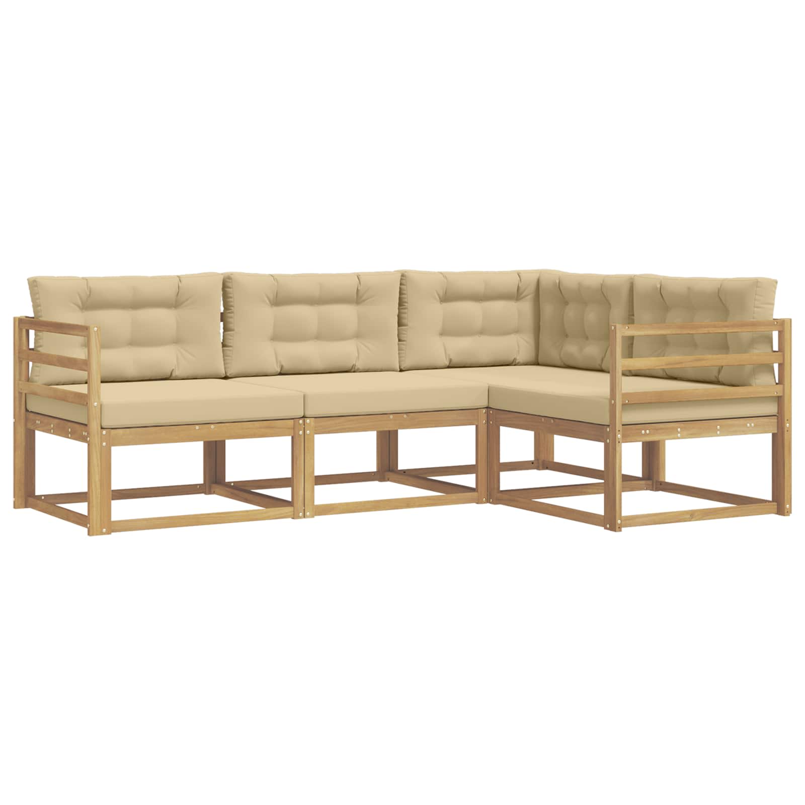 Buiten bankenset met kussen 3 pcs Wit en Beige Polyester is nu te koop bij PeponiXL, paradijselijk wonen!