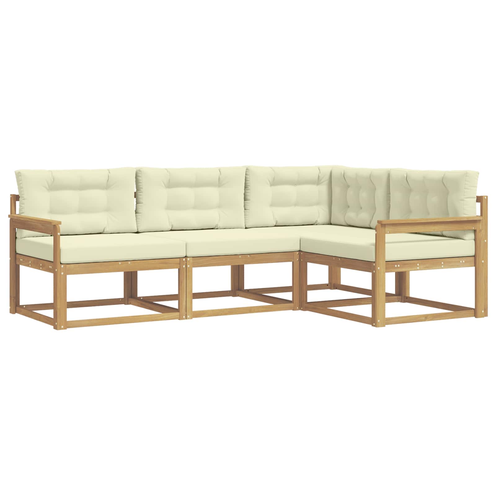 Buiten bankenset met kussen 3 pcs Wit en crèmekleurig Polyester is nu te koop bij PeponiXL, paradijselijk wonen!