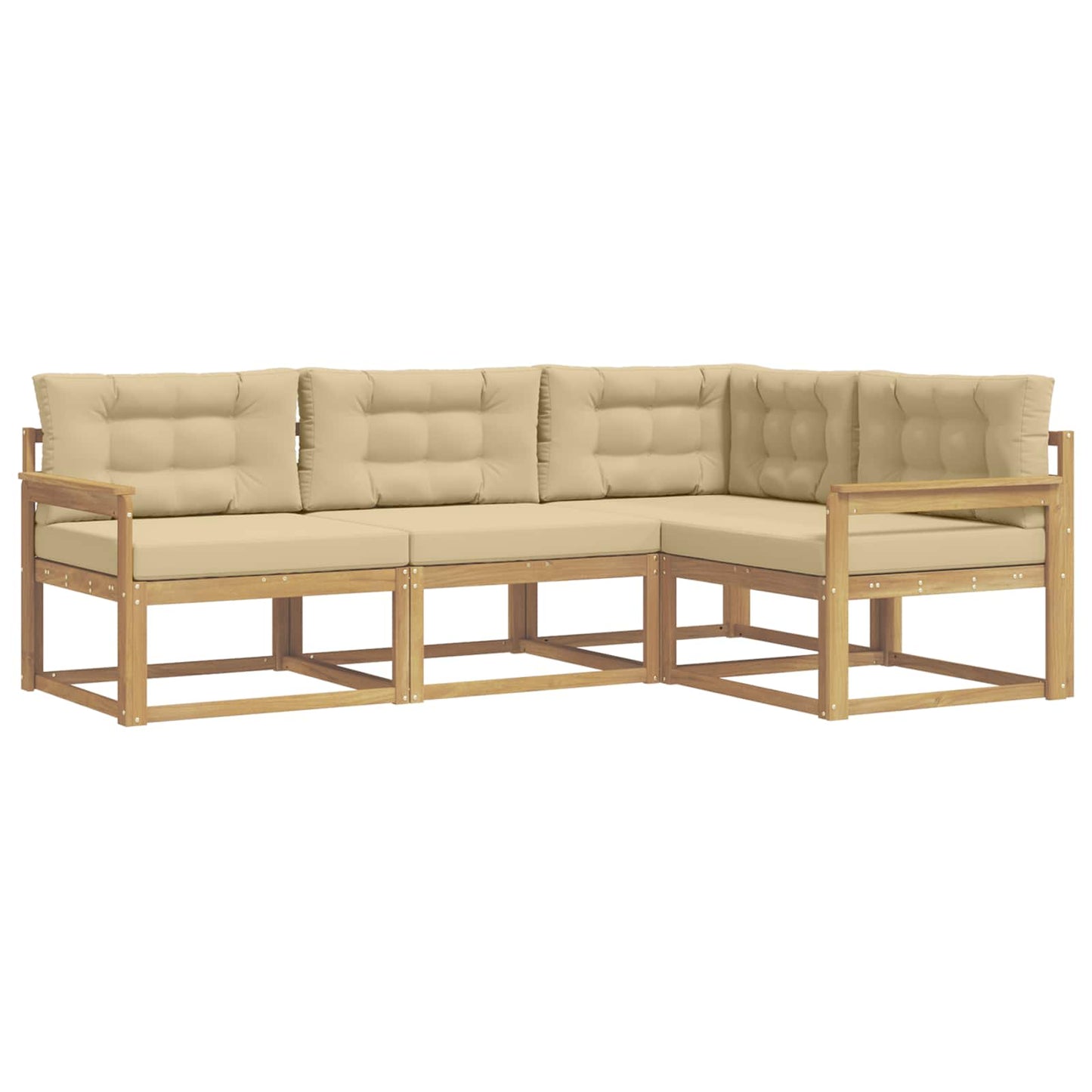 Buiten bankenset met kussen 3 pcs Wit en Beige Polyester is nu te koop bij PeponiXL, paradijselijk wonen!