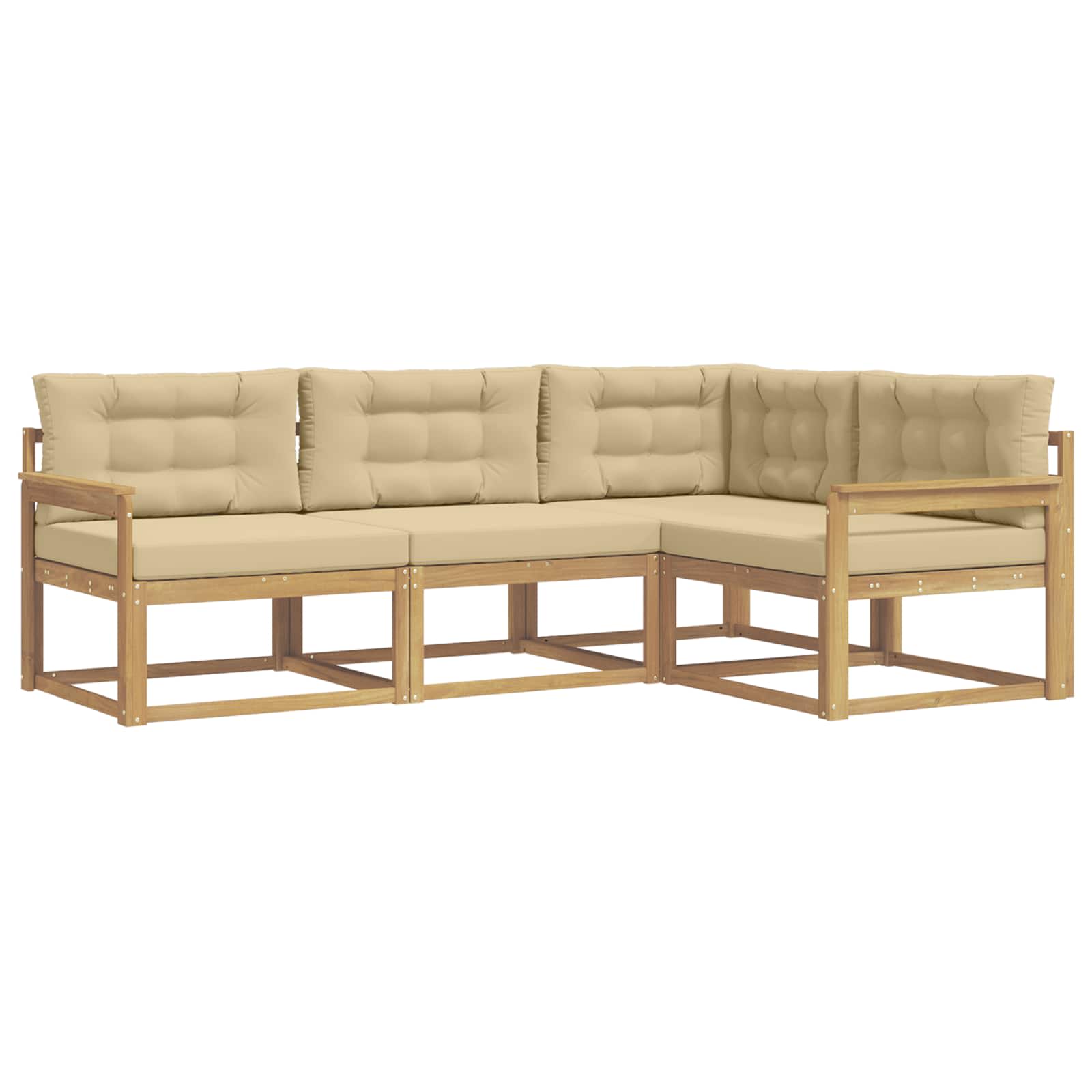 Buiten bankenset met kussen 3 pcs Wit en Beige Polyester is nu te koop bij PeponiXL, paradijselijk wonen!
