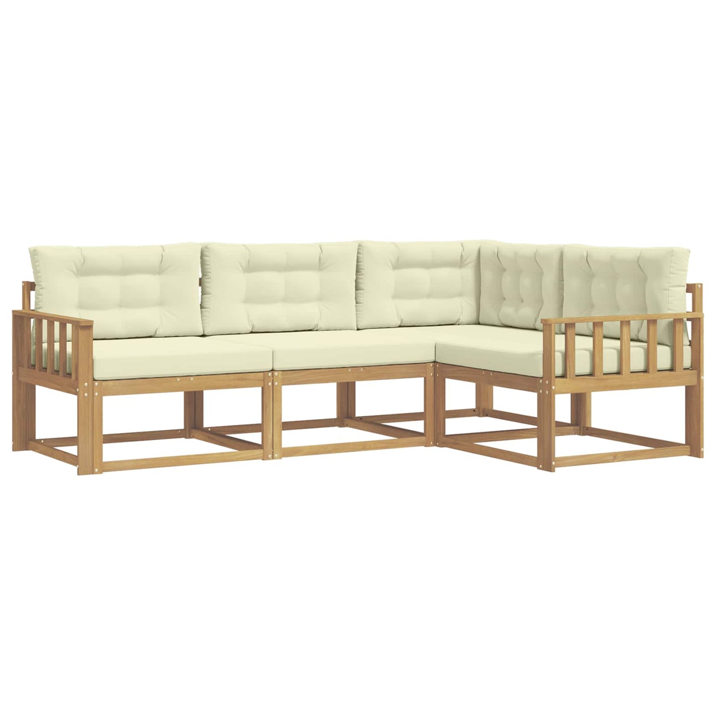Buiten bankenset met kussen 3 pcs Wit en crèmekleurig Polyester is nu te koop bij PeponiXL, paradijselijk wonen!