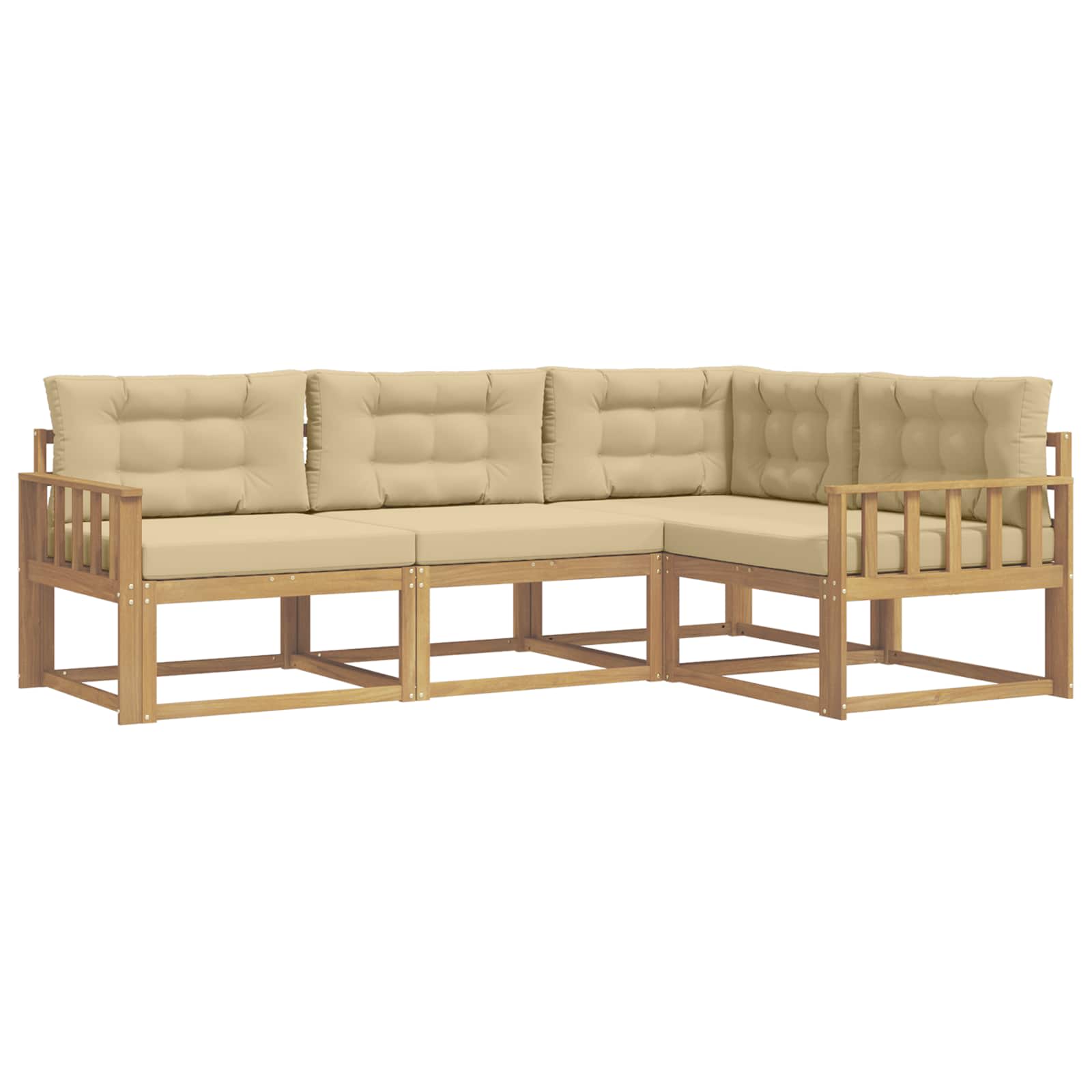 Buiten bankenset met kussen 3 pcs Wit en Beige Polyester is nu te koop bij PeponiXL, paradijselijk wonen!