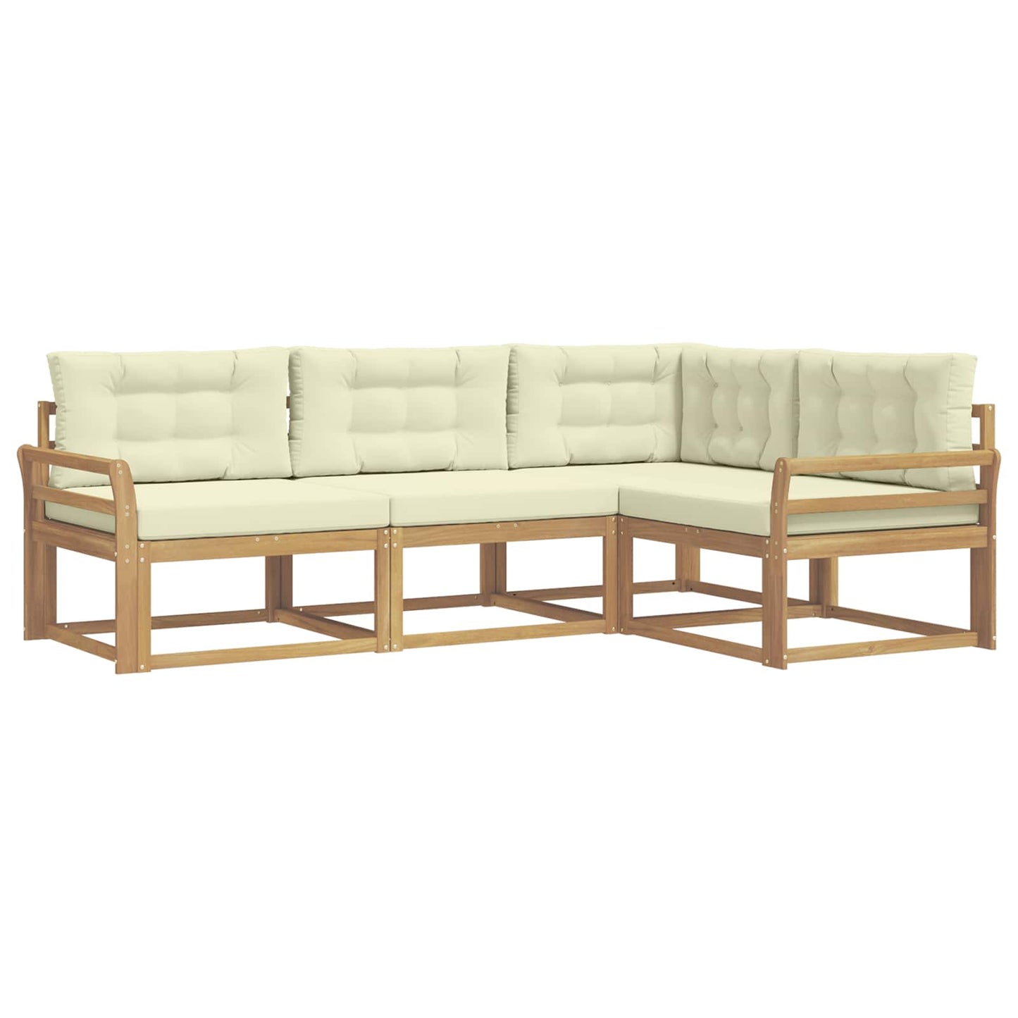 Buiten bankenset met kussen 3 pcs Wit en crèmekleurig Polyester is nu te koop bij PeponiXL, paradijselijk wonen!