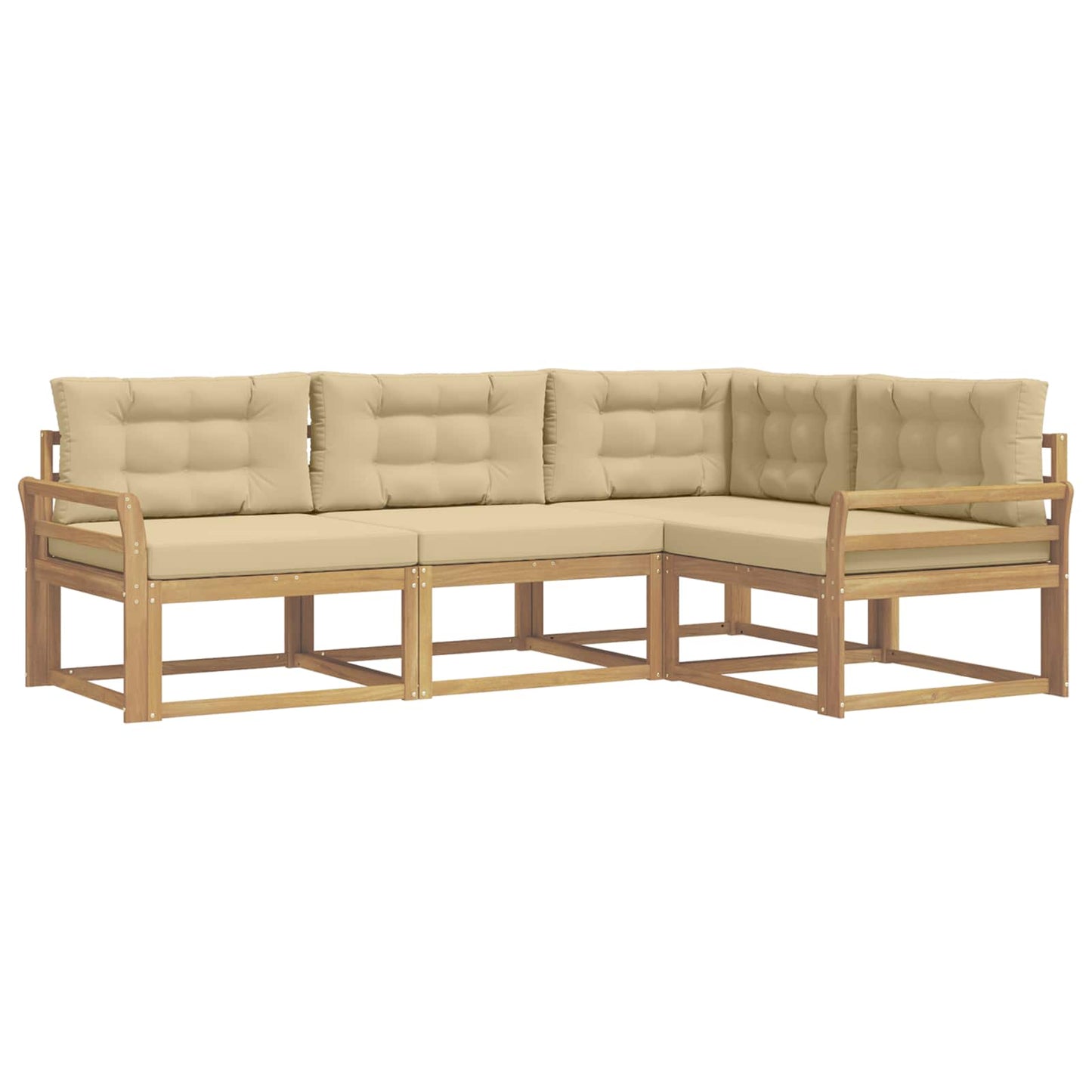 Buiten bankenset met kussen 3 pcs Wit en Beige Polyester is nu te koop bij PeponiXL, paradijselijk wonen!