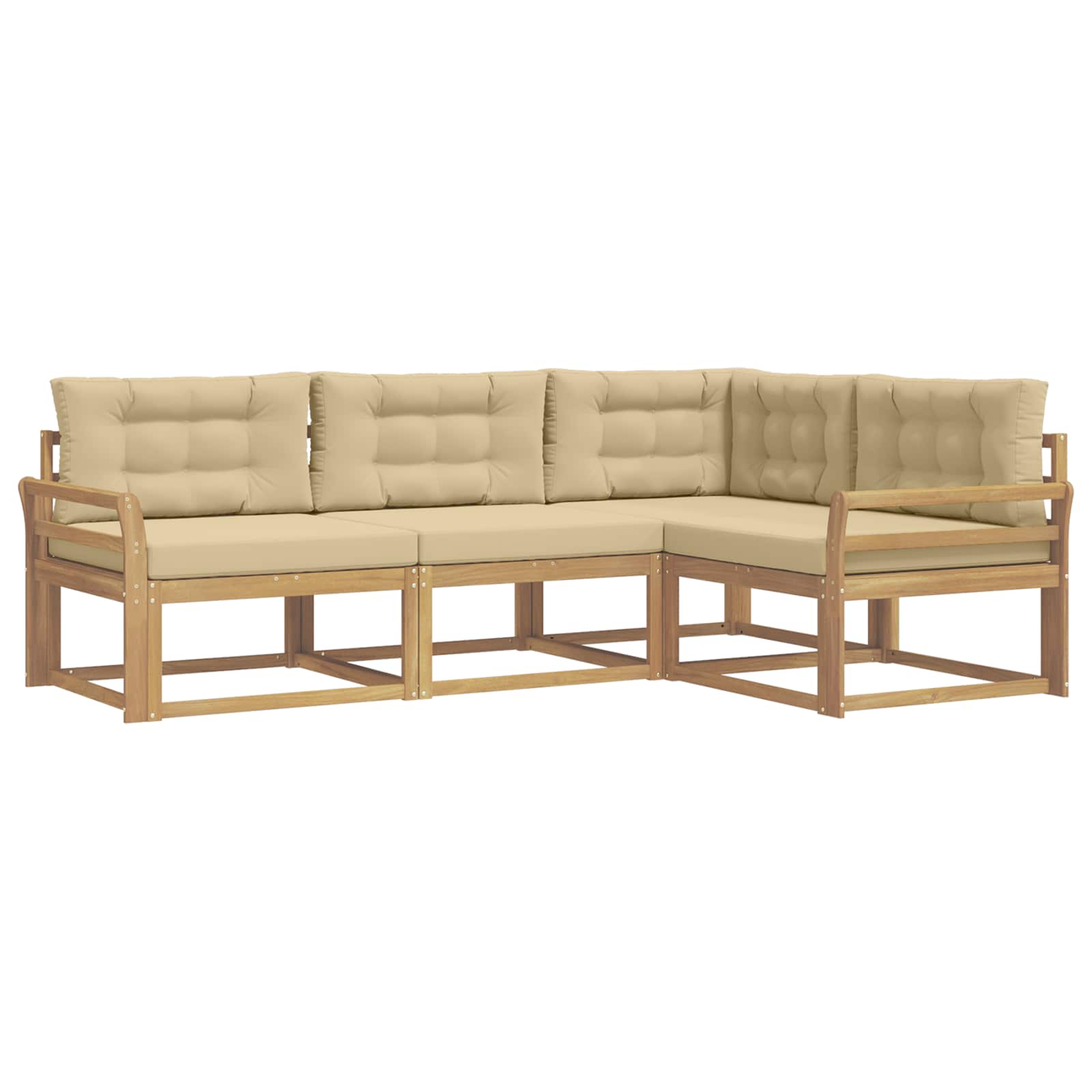 Buiten bankenset met kussen 3 pcs Wit en Beige Polyester is nu te koop bij PeponiXL, paradijselijk wonen!