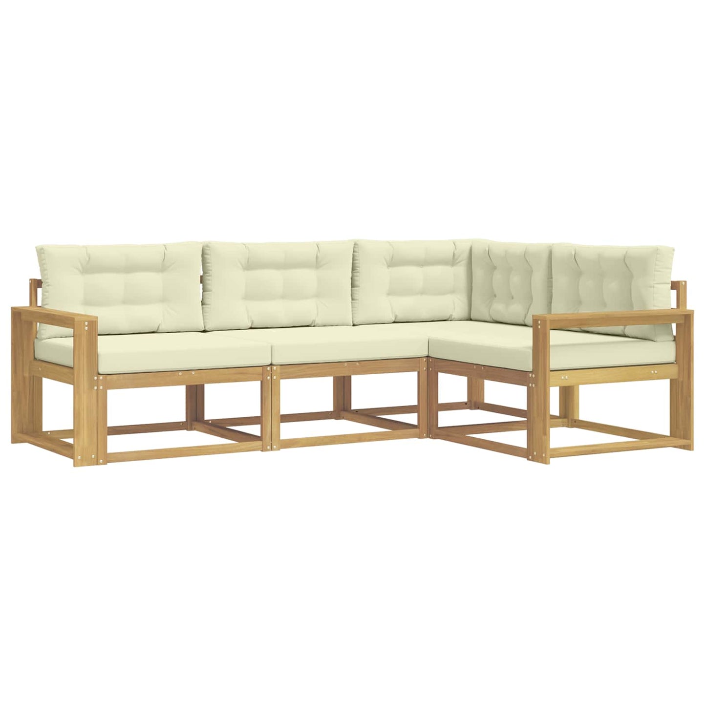 Buiten bankenset met kussen 3 pcs Wit en crèmekleurig Polyester is nu te koop bij PeponiXL, paradijselijk wonen!