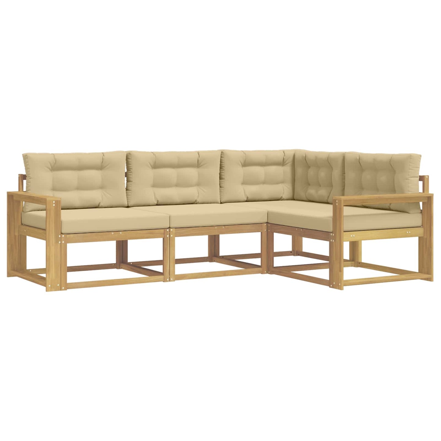 Buiten bankenset met kussen 3 pcs Wit en Beige Polyester is nu te koop bij PeponiXL, paradijselijk wonen!