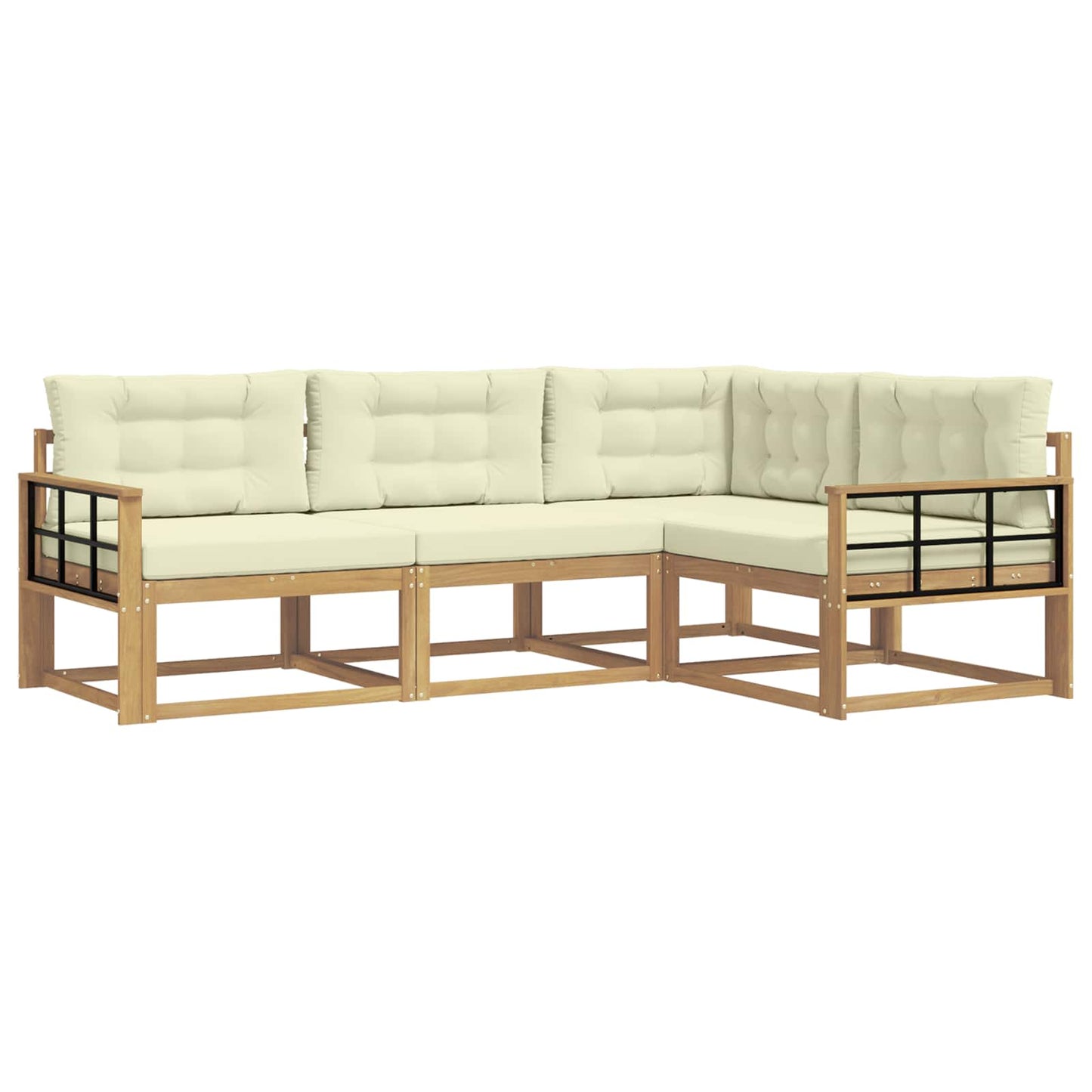 Buiten bankenset met kussen 3 pcs Wit en crèmekleurig Polyester is nu te koop bij PeponiXL, paradijselijk wonen!