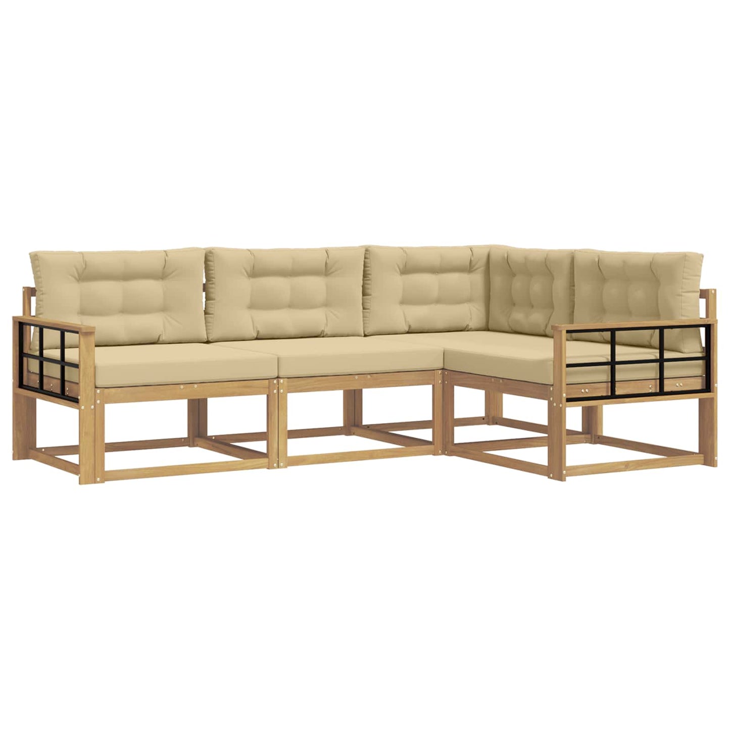 Buiten bankenset met kussen 3 pcs Wit en Beige Polyester is nu te koop bij PeponiXL, paradijselijk wonen!