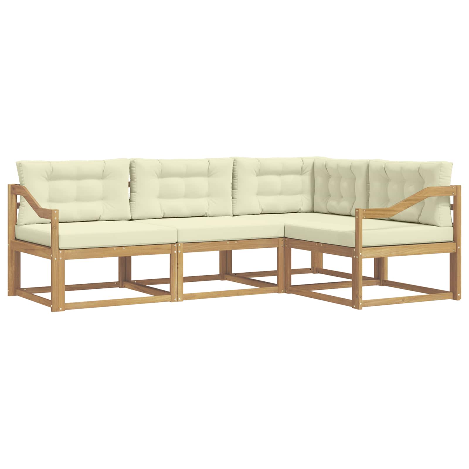 Buiten bankenset met kussen 3 pcs Wit en crèmekleurig Polyester is nu te koop bij PeponiXL, paradijselijk wonen!