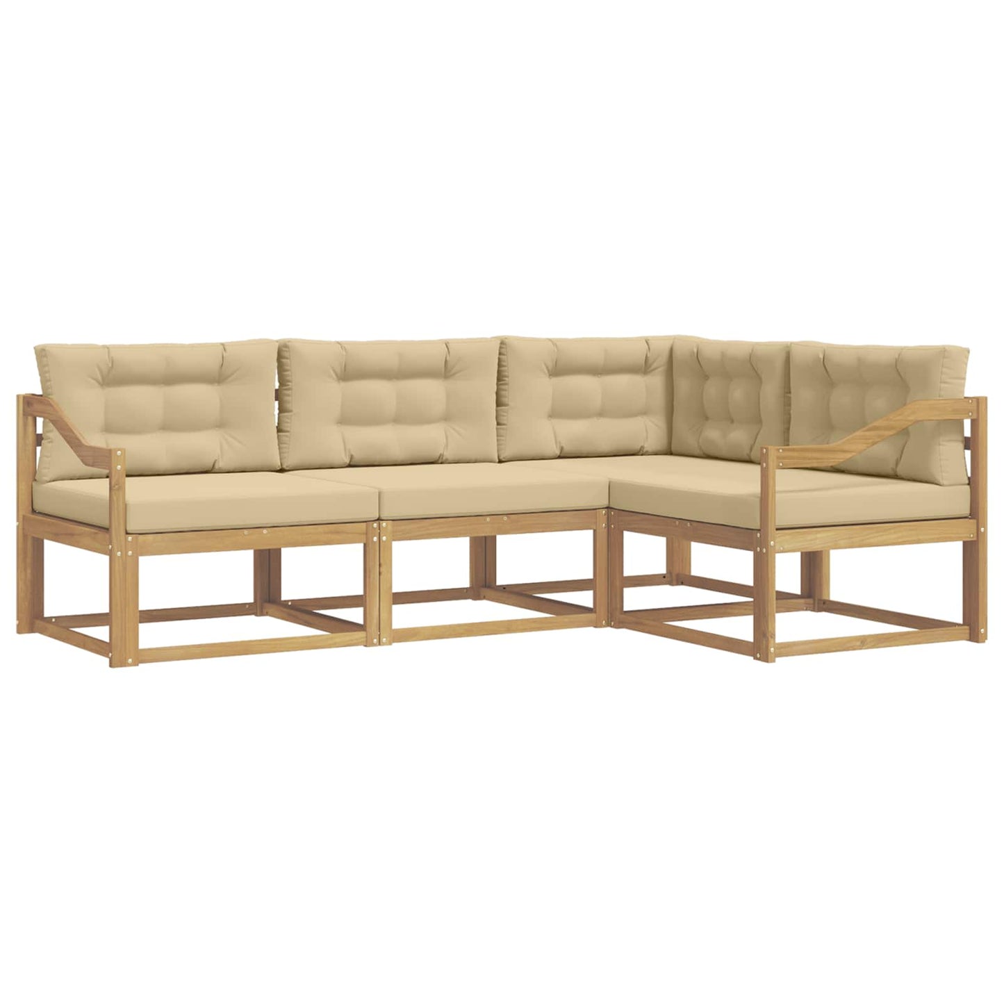Buiten bankenset met kussen 3 pcs Wit en Beige Polyester is nu te koop bij PeponiXL, paradijselijk wonen!