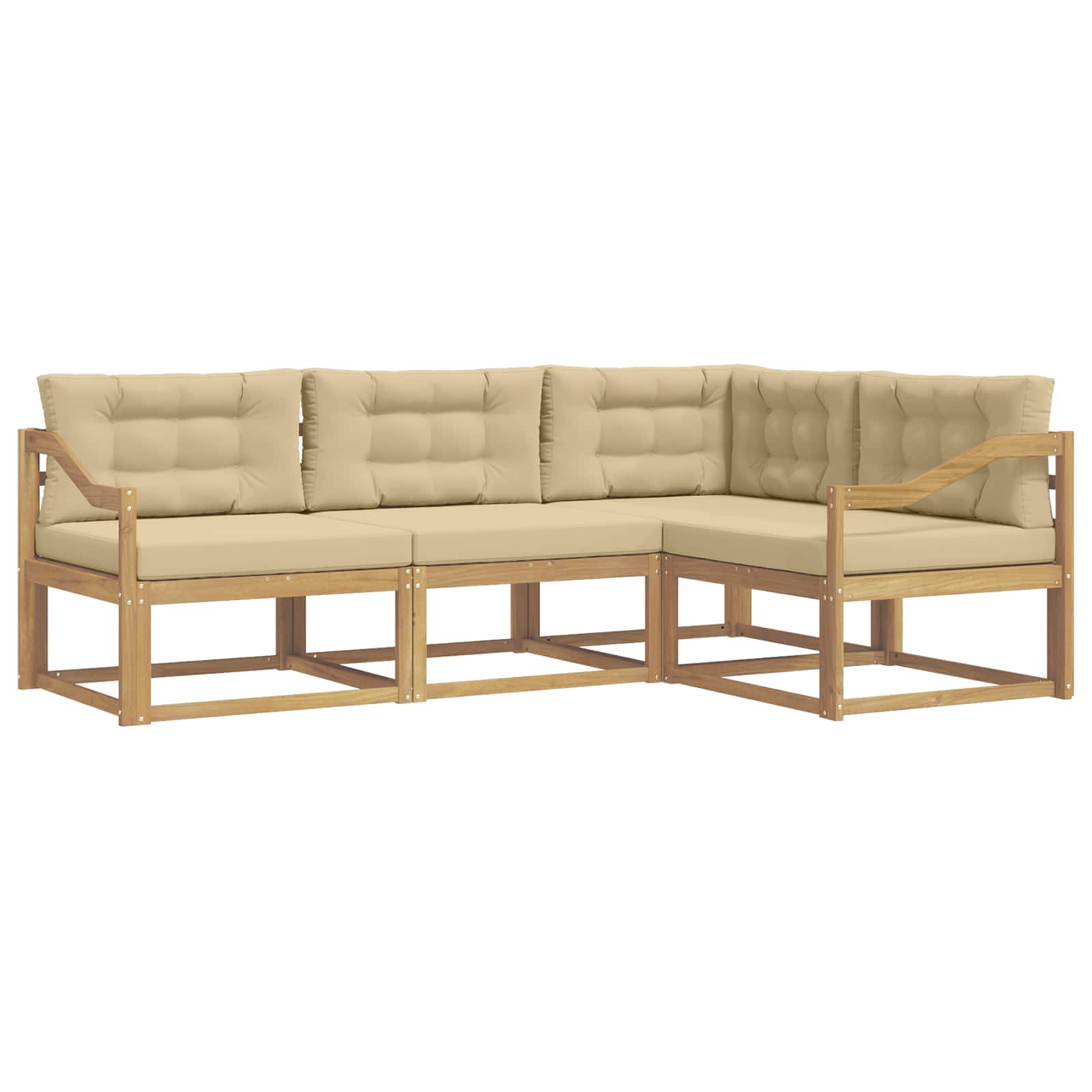 Buiten bankenset met kussen 3 pcs Wit en Beige Polyester is nu te koop bij PeponiXL, paradijselijk wonen!