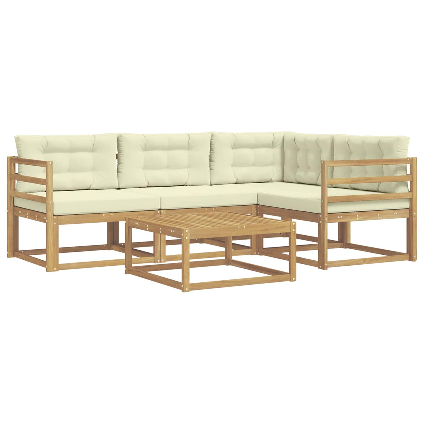 Buiten bankenset 5 pcs Wit en crèmekleurig 79 x 79 x 37 cm is nu te koop bij PeponiXL, paradijselijk wonen!