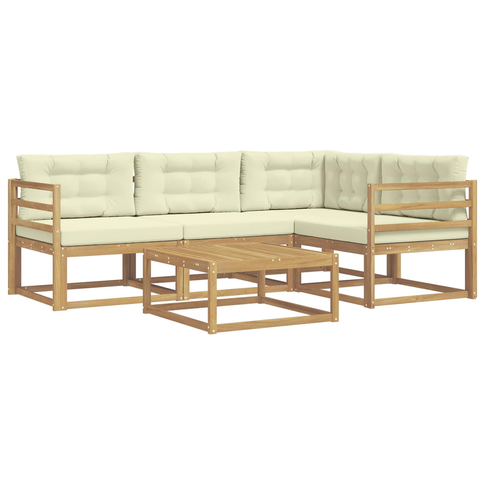 Buiten bankenset 5 pcs Wit en crèmekleurig 79 x 79 x 37 cm is nu te koop bij PeponiXL, paradijselijk wonen!