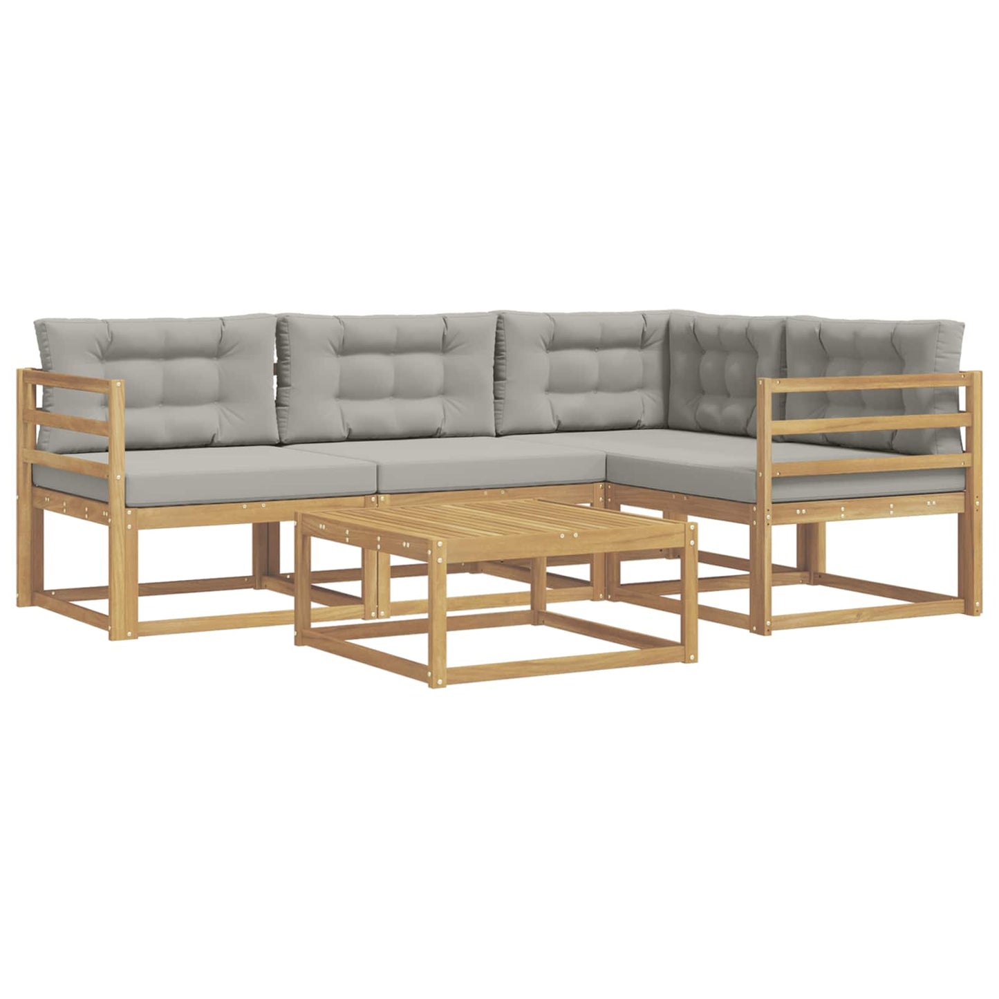 Buiten bankenset 5 pcs Wit en Lichtgrijs 79 x 79 x 37 cm is nu te koop bij PeponiXL, paradijselijk wonen!