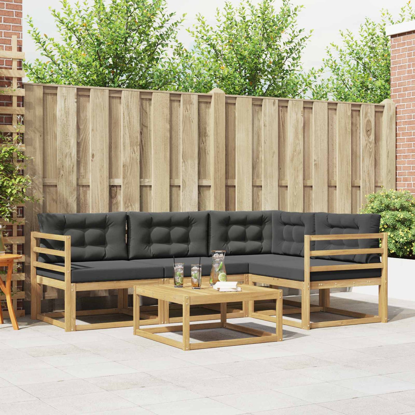 Buiten bankenset 5 pcs Wit en antracietkleurig 79 x 79 x 37 cm is nu te koop bij PeponiXL, paradijselijk wonen!