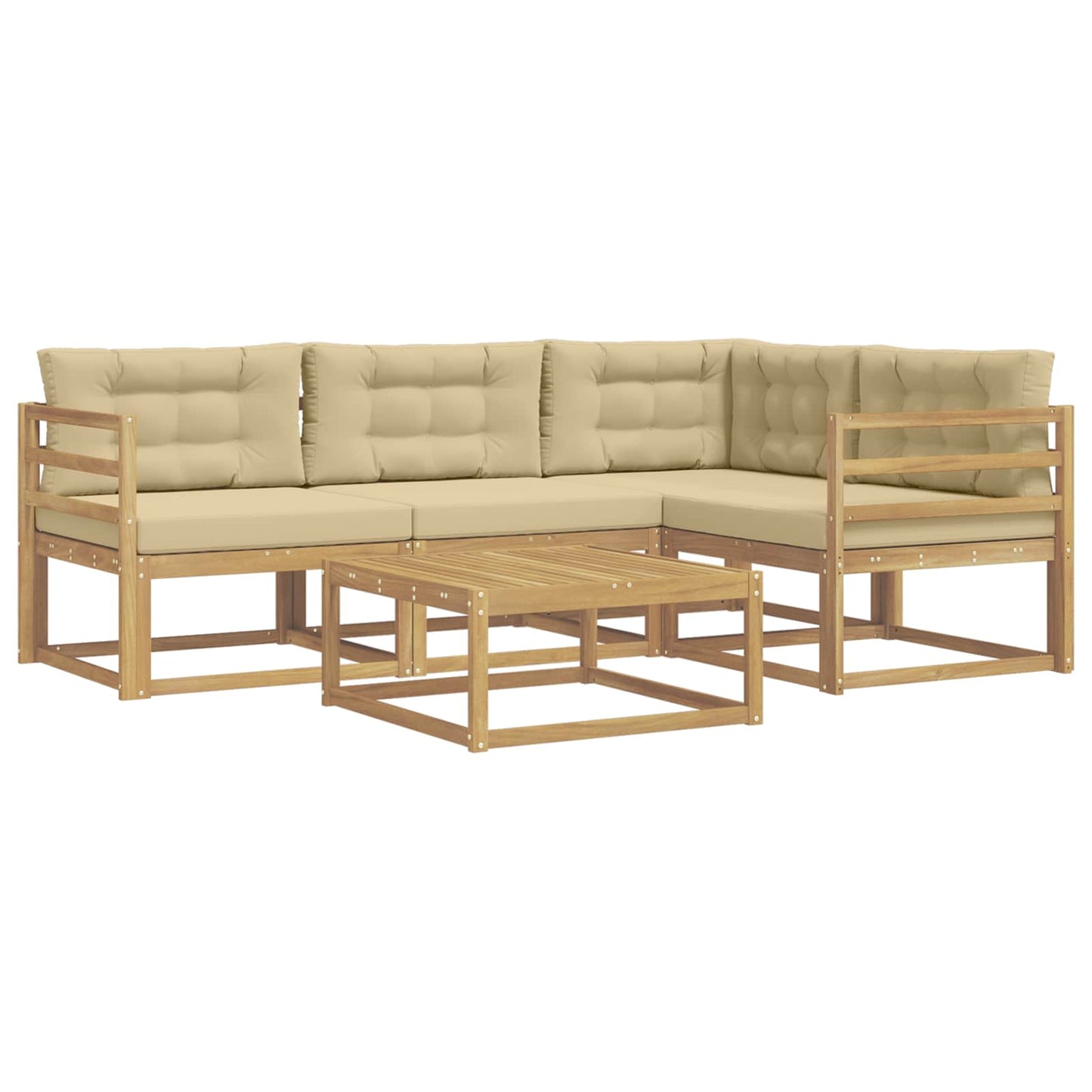 Buiten bankenset 5 pcs Wit en Beige 79 x 79 x 37 cm Polyester is nu te koop bij PeponiXL, paradijselijk wonen!