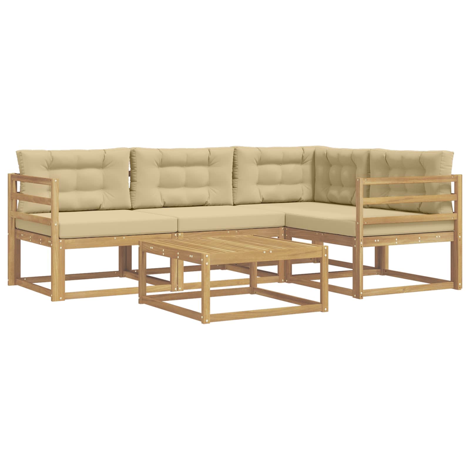 Buiten bankenset 5 pcs Wit en Beige 79 x 79 x 37 cm Polyester is nu te koop bij PeponiXL, paradijselijk wonen!