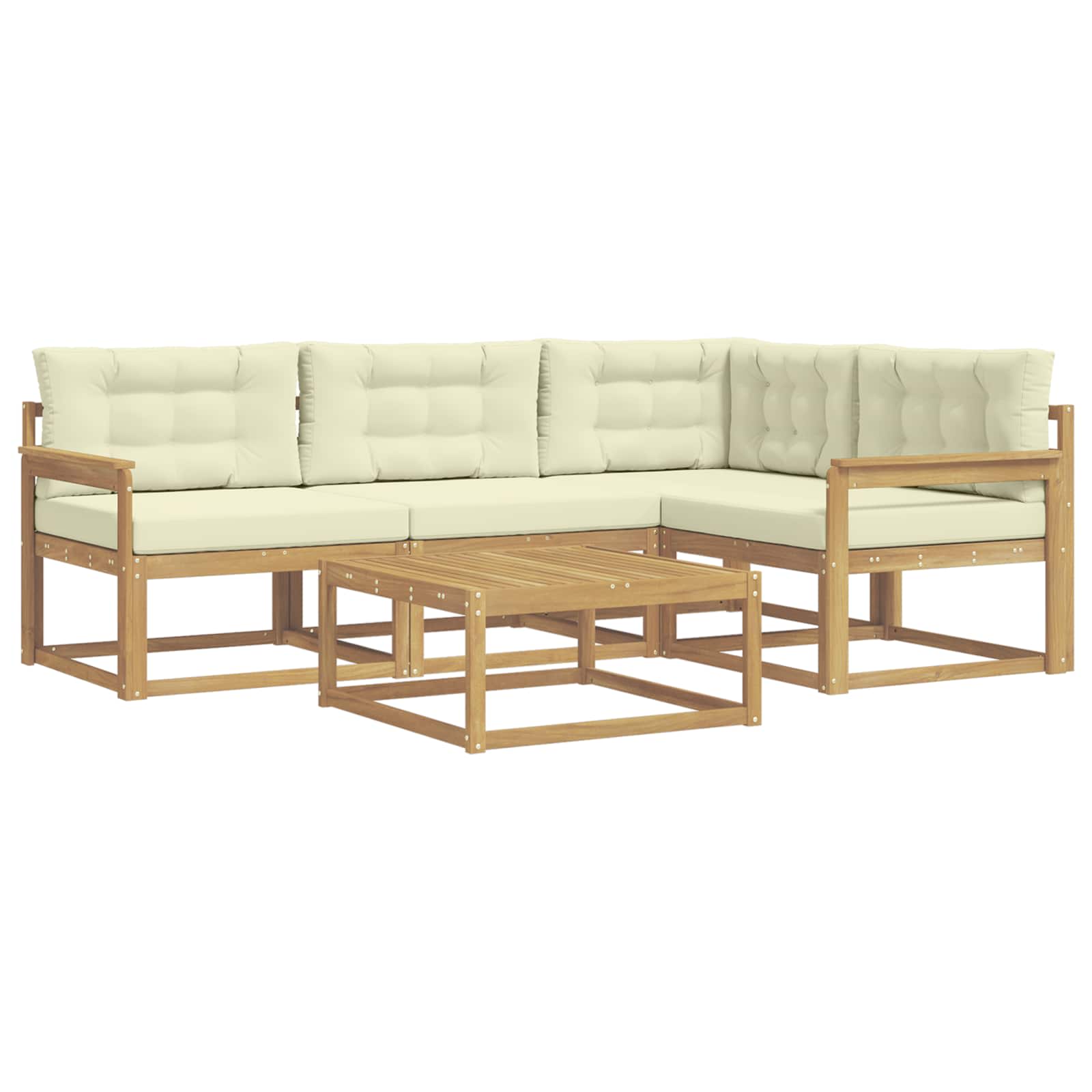Buiten bankenset 5 pcs Wit en crèmekleurig 79 x 79 x 37 cm is nu te koop bij PeponiXL, paradijselijk wonen!