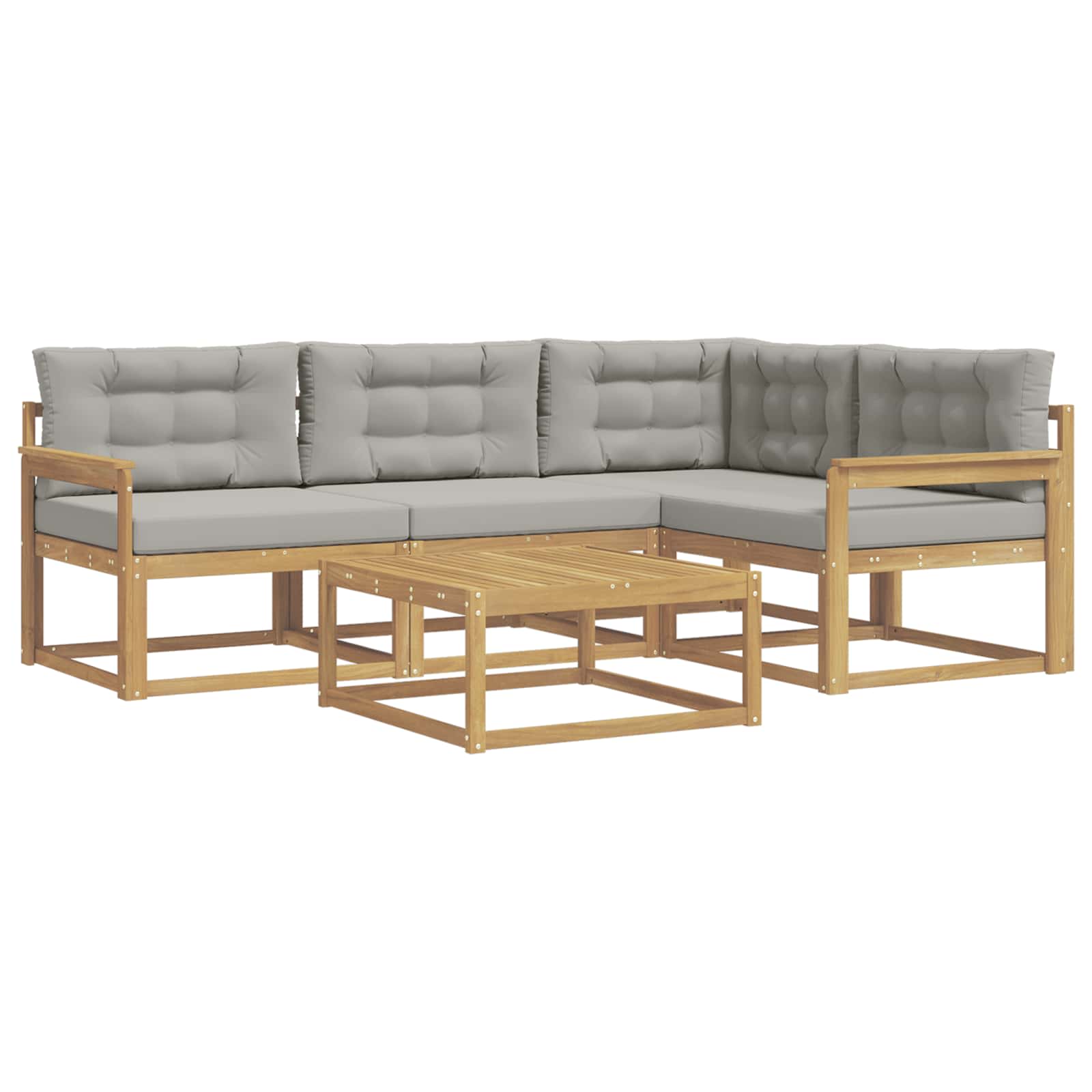Buiten bankenset 5 pcs Wit en Lichtgrijs 79 x 79 x 37 cm is nu te koop bij PeponiXL, paradijselijk wonen!
