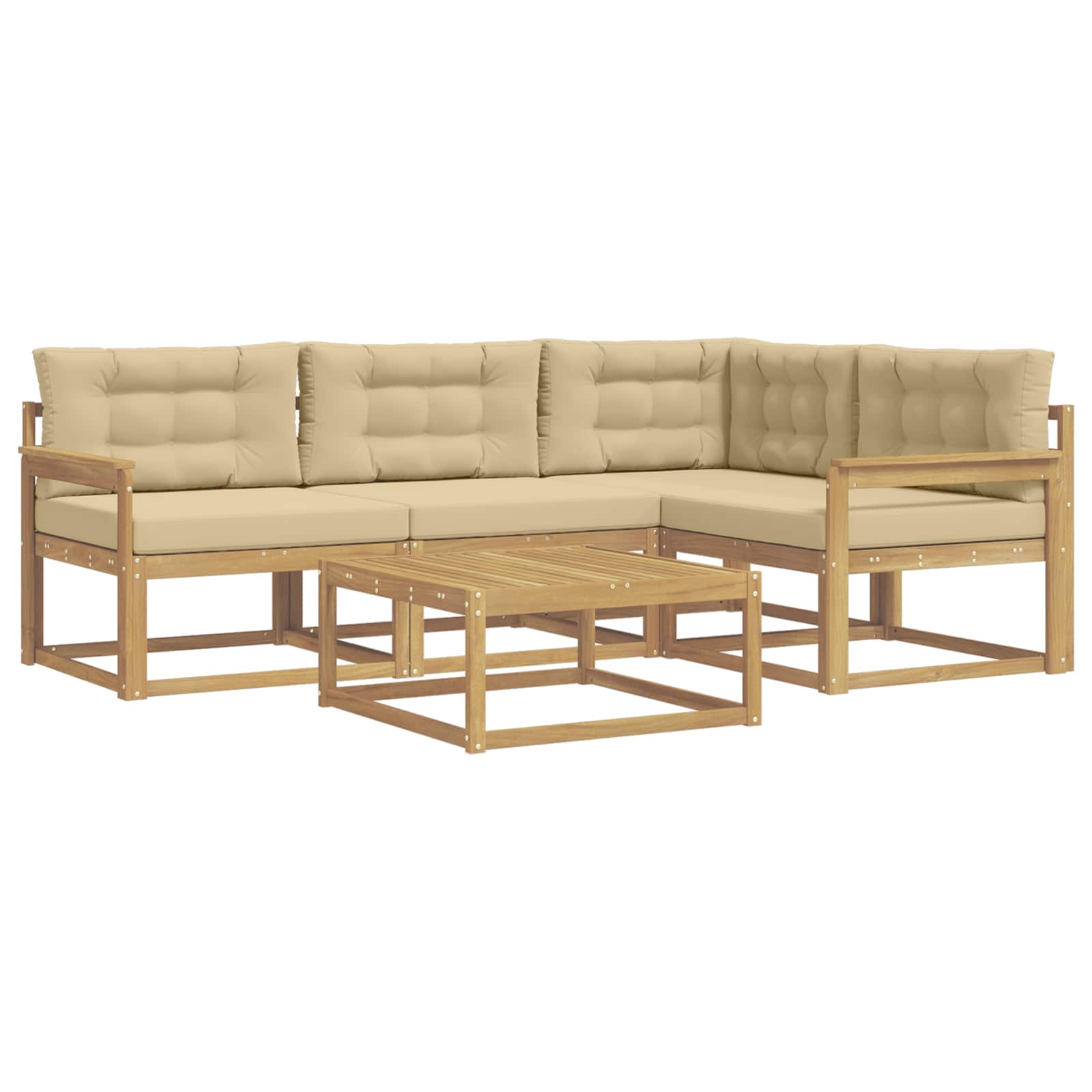 Buiten bankenset 5 pcs Wit en Beige 79 x 79 x 37 cm Polyester is nu te koop bij PeponiXL, paradijselijk wonen!