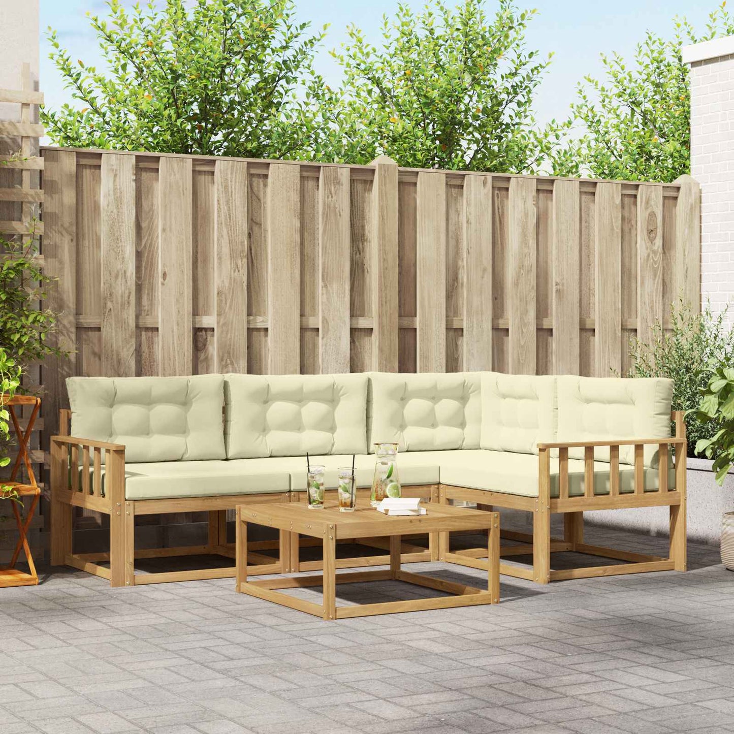 Buiten bankenset 5 pcs Wit en crèmekleurig 79 x 79 x 37 cm is nu te koop bij PeponiXL, paradijselijk wonen!