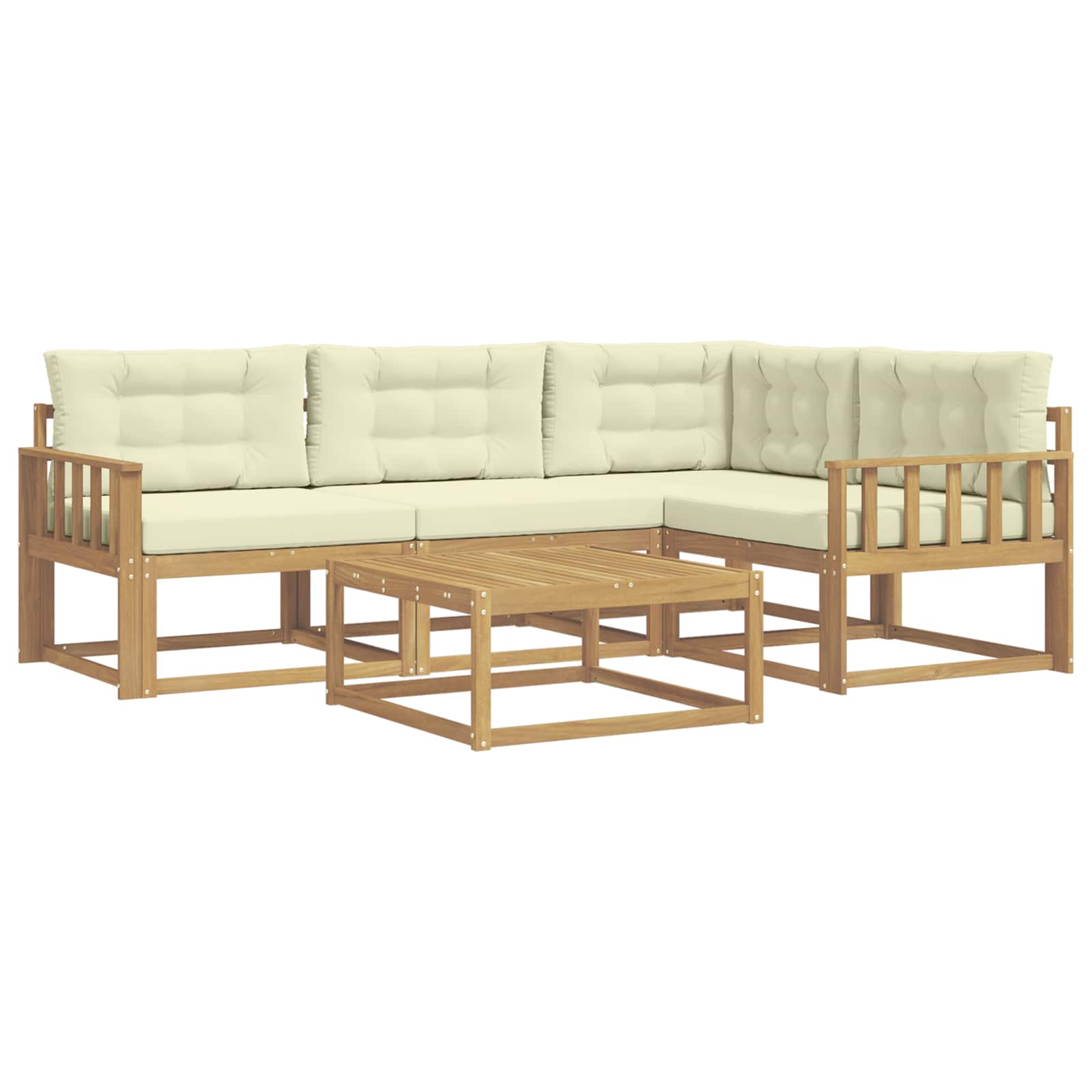 Buiten bankenset 5 pcs Wit en crèmekleurig 79 x 79 x 37 cm is nu te koop bij PeponiXL, paradijselijk wonen!