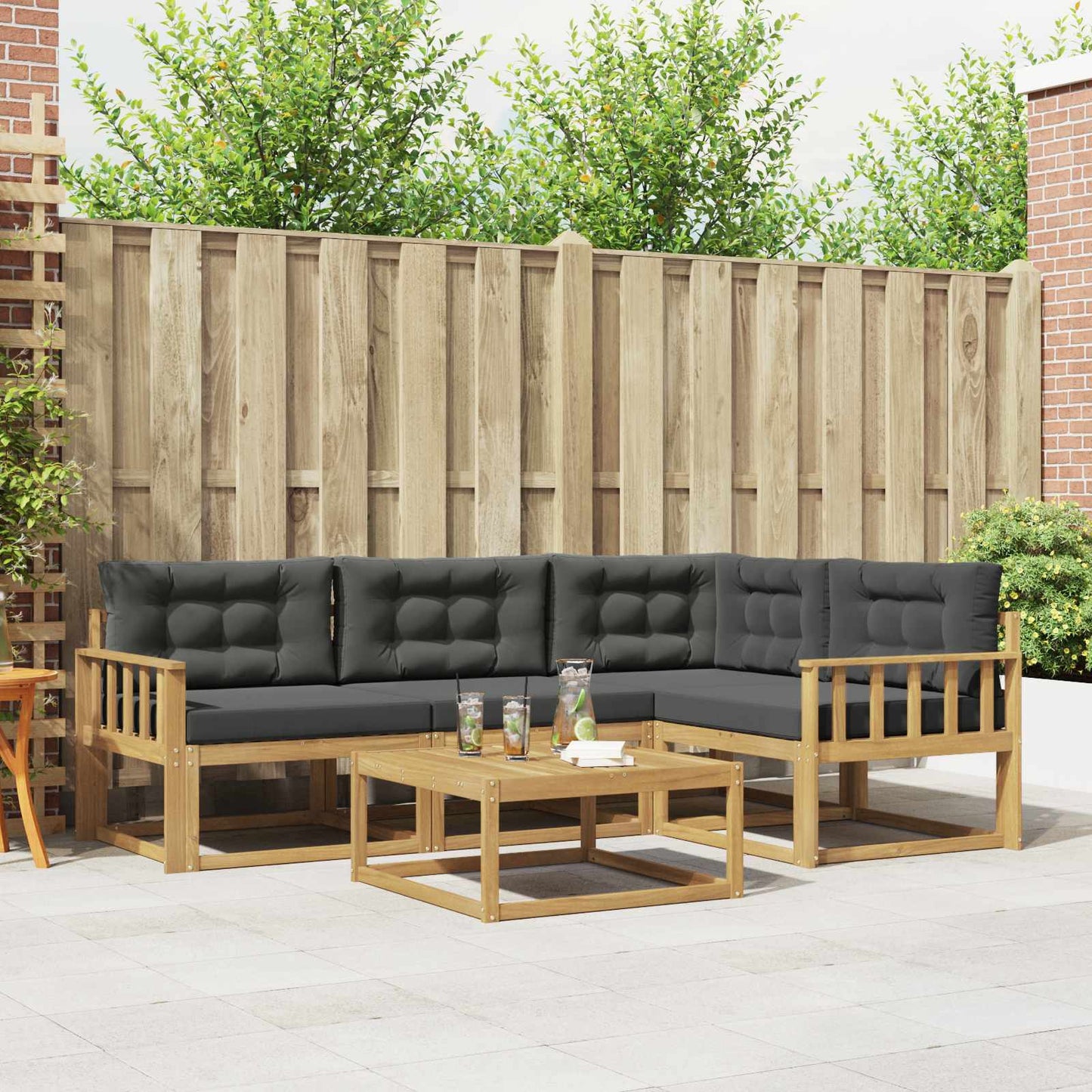 Buiten bankenset 5 pcs Wit en antracietkleurig 79 x 79 x 37 cm is nu te koop bij PeponiXL, paradijselijk wonen!
