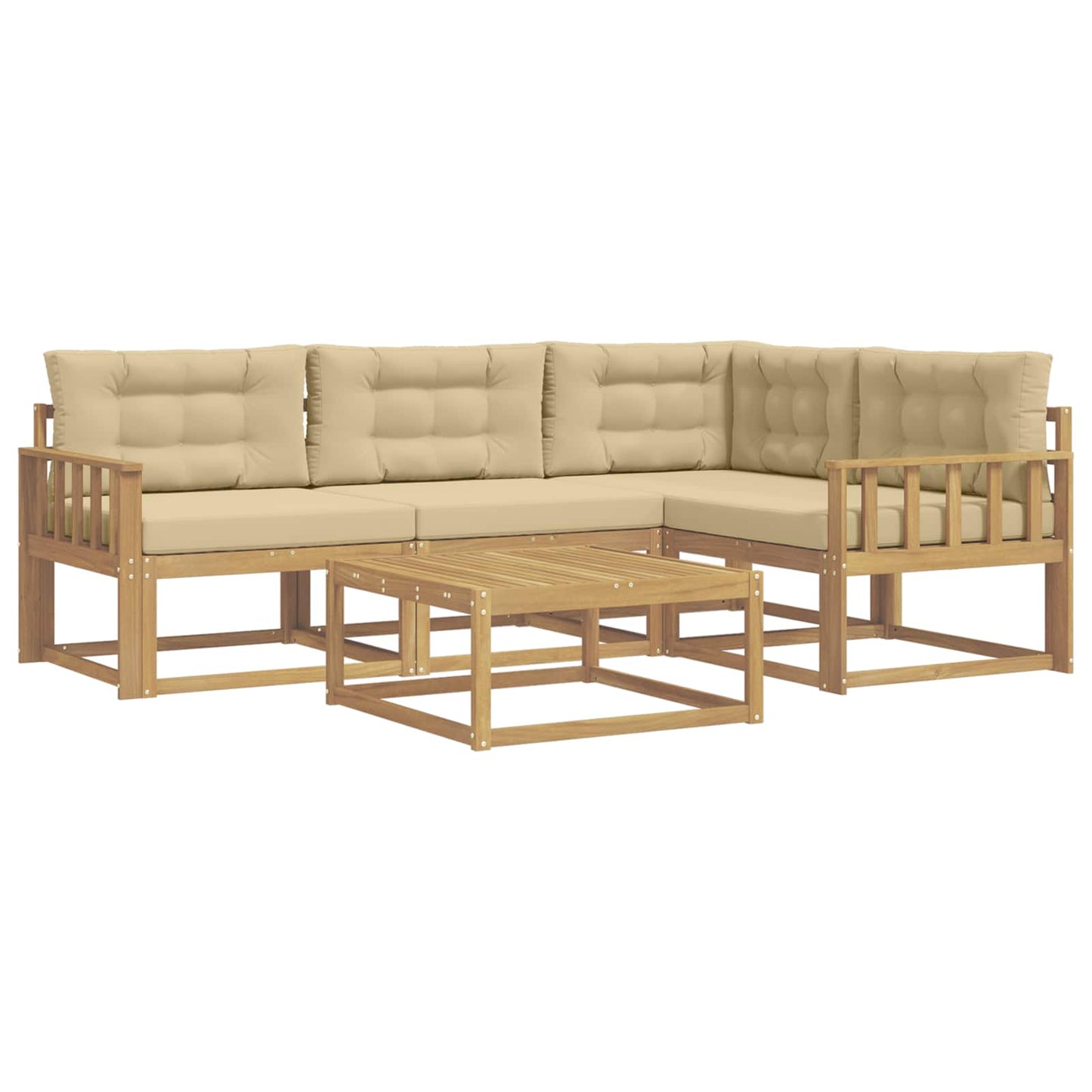 Buiten bankenset 5 pcs Wit en Beige 79 x 79 x 37 cm Polyester is nu te koop bij PeponiXL, paradijselijk wonen!