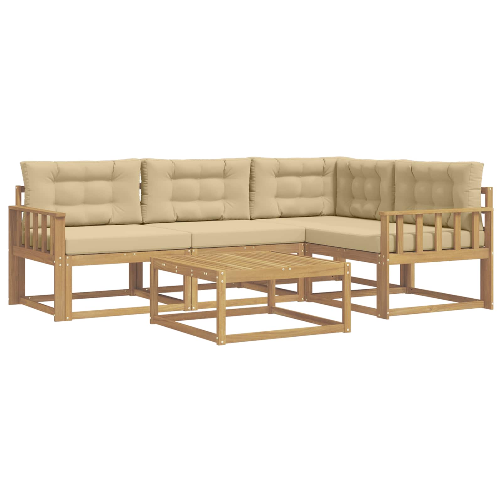 Buiten bankenset 5 pcs Wit en Beige 79 x 79 x 37 cm Polyester is nu te koop bij PeponiXL, paradijselijk wonen!