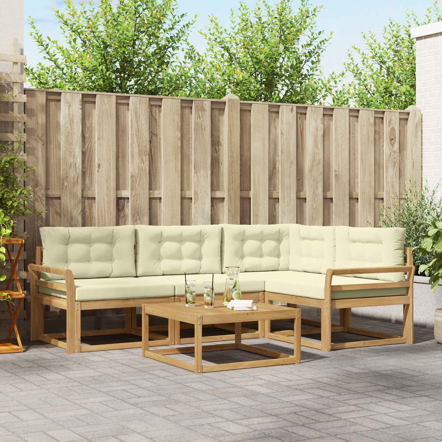 Buiten bankenset 5 pcs Wit en crèmekleurig 79 x 79 x 37 cm is nu te koop bij PeponiXL, paradijselijk wonen!
