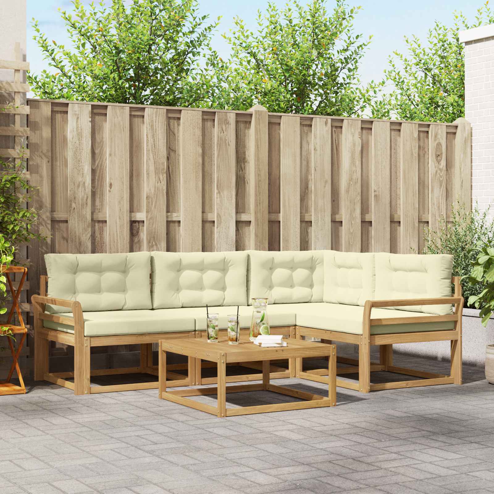 Buiten bankenset 5 pcs Wit en crèmekleurig 79 x 79 x 37 cm is nu te koop bij PeponiXL, paradijselijk wonen!
