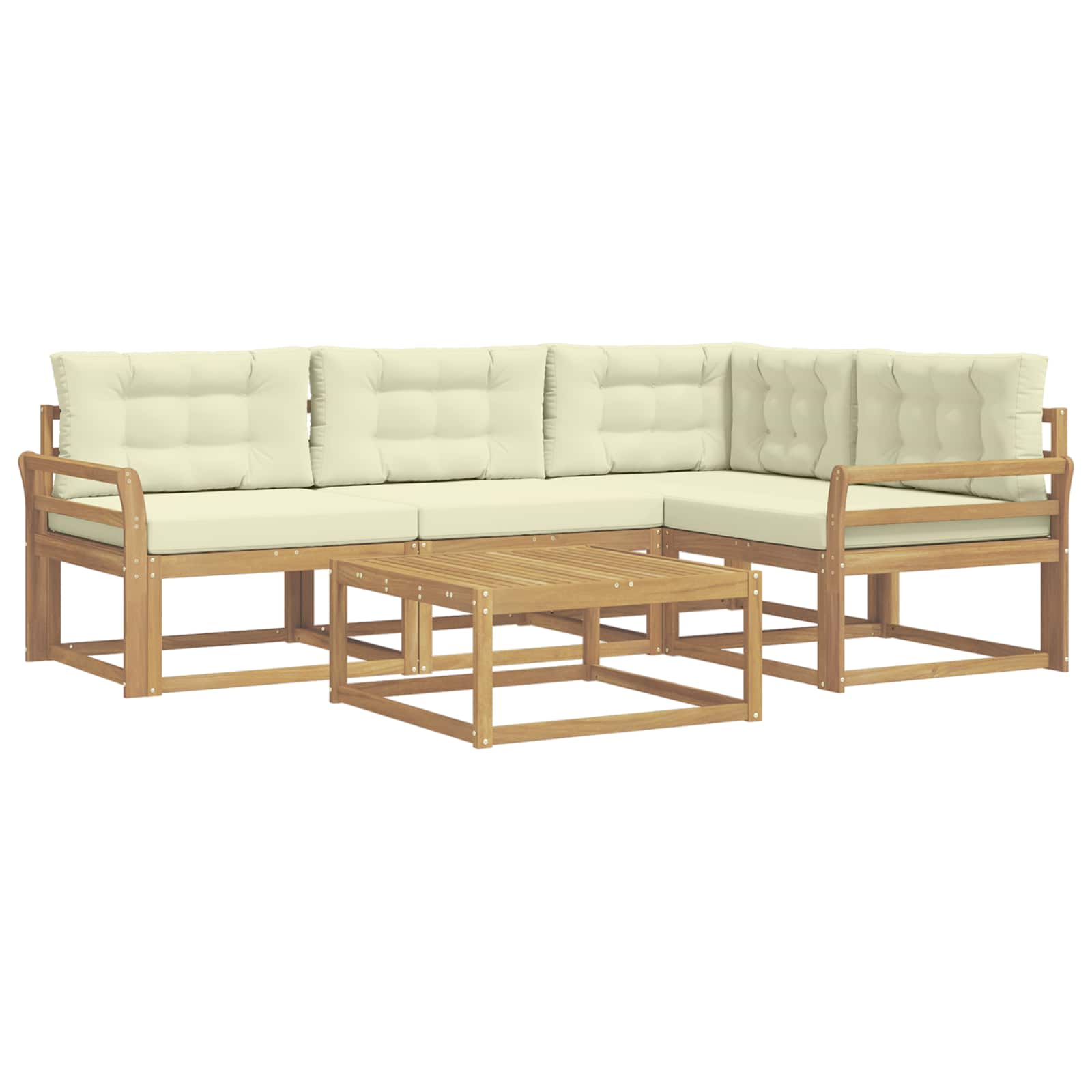 Buiten bankenset 5 pcs Wit en crèmekleurig 79 x 79 x 37 cm is nu te koop bij PeponiXL, paradijselijk wonen!