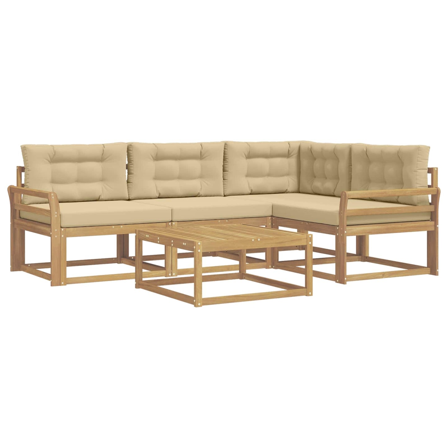 Buiten bankenset 5 pcs Wit en Beige 79 x 79 x 37 cm Polyester is nu te koop bij PeponiXL, paradijselijk wonen!