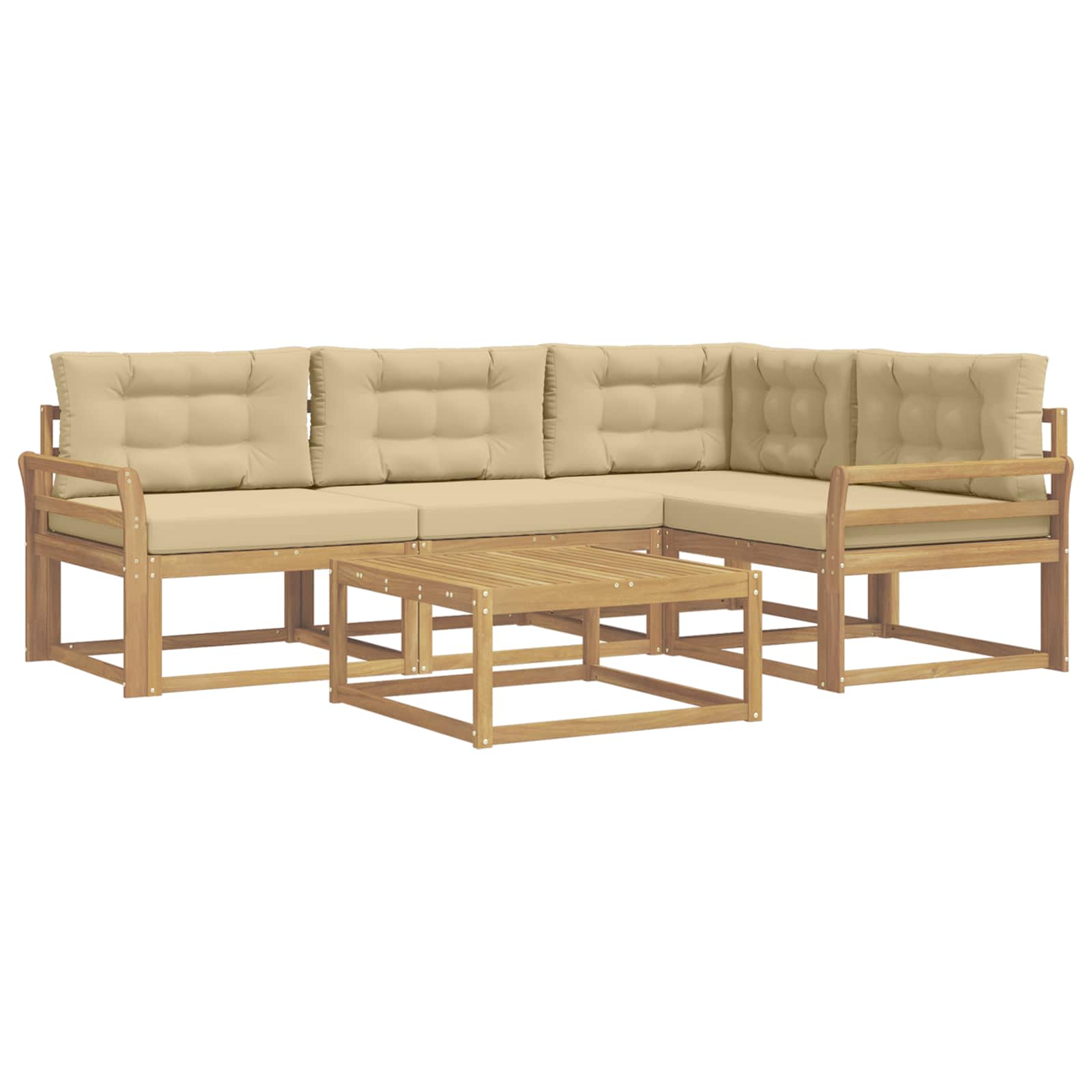 Buiten bankenset 5 pcs Wit en Beige 79 x 79 x 37 cm Polyester is nu te koop bij PeponiXL, paradijselijk wonen!