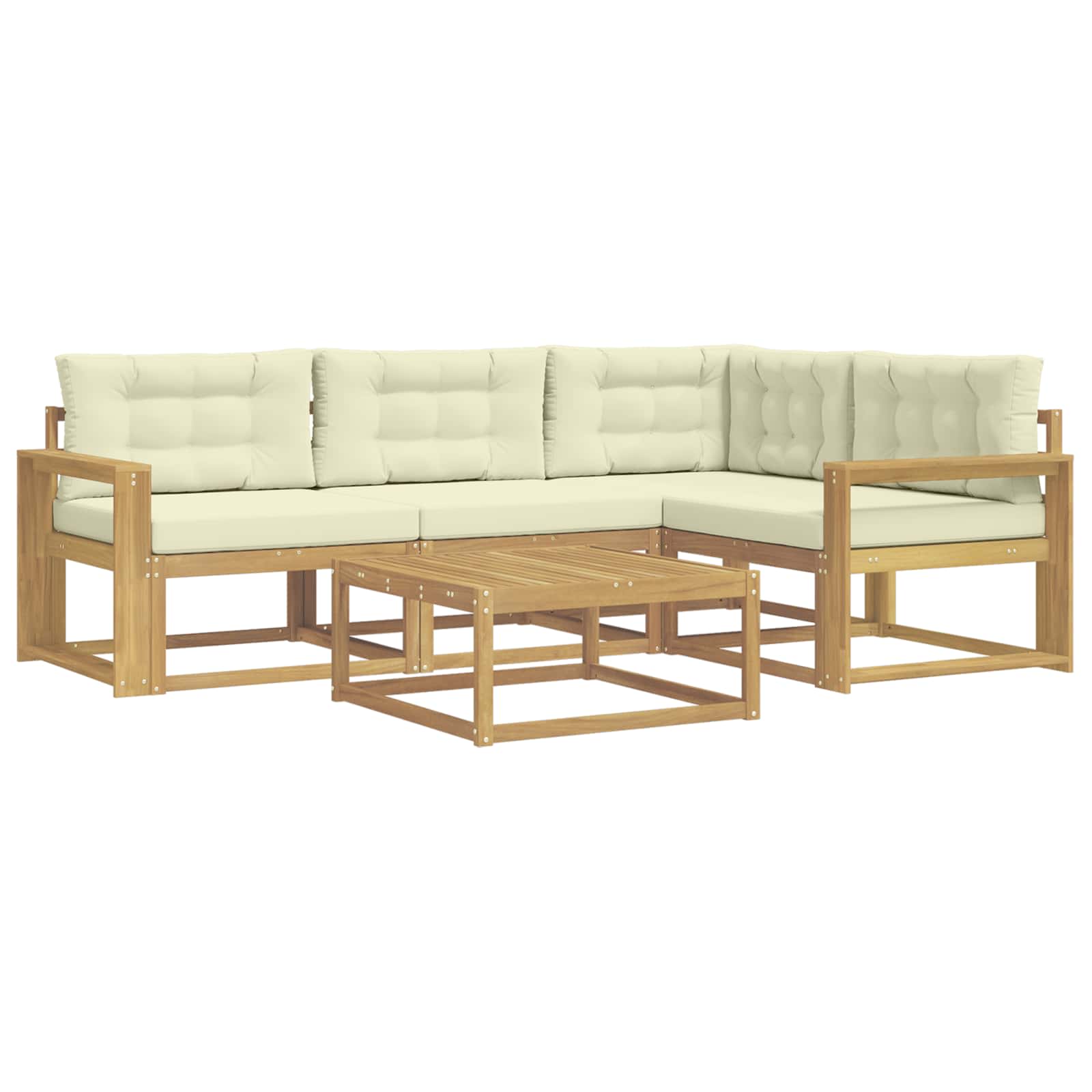 Buiten bankenset 5 pcs Wit en crèmekleurig 79 x 79 x 37 cm is nu te koop bij PeponiXL, paradijselijk wonen!